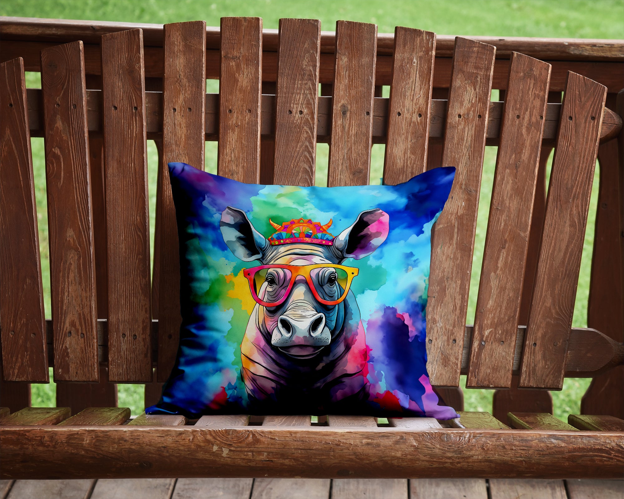 Buy this Hippie Animal Rhinoceros Throw Pillow
