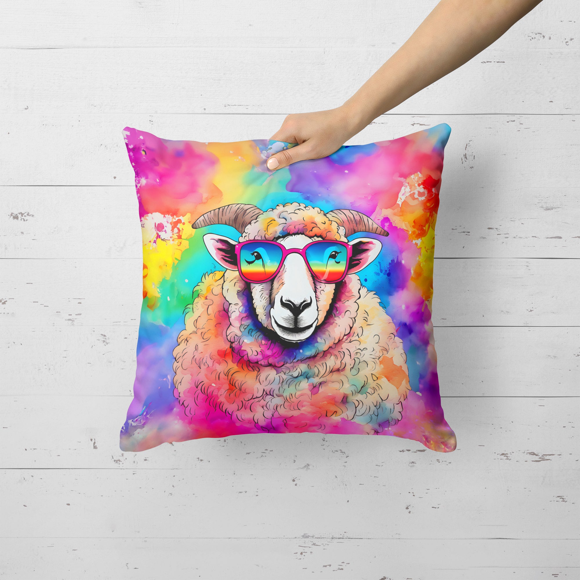Hippie Animal Sheep Throw Pillow
