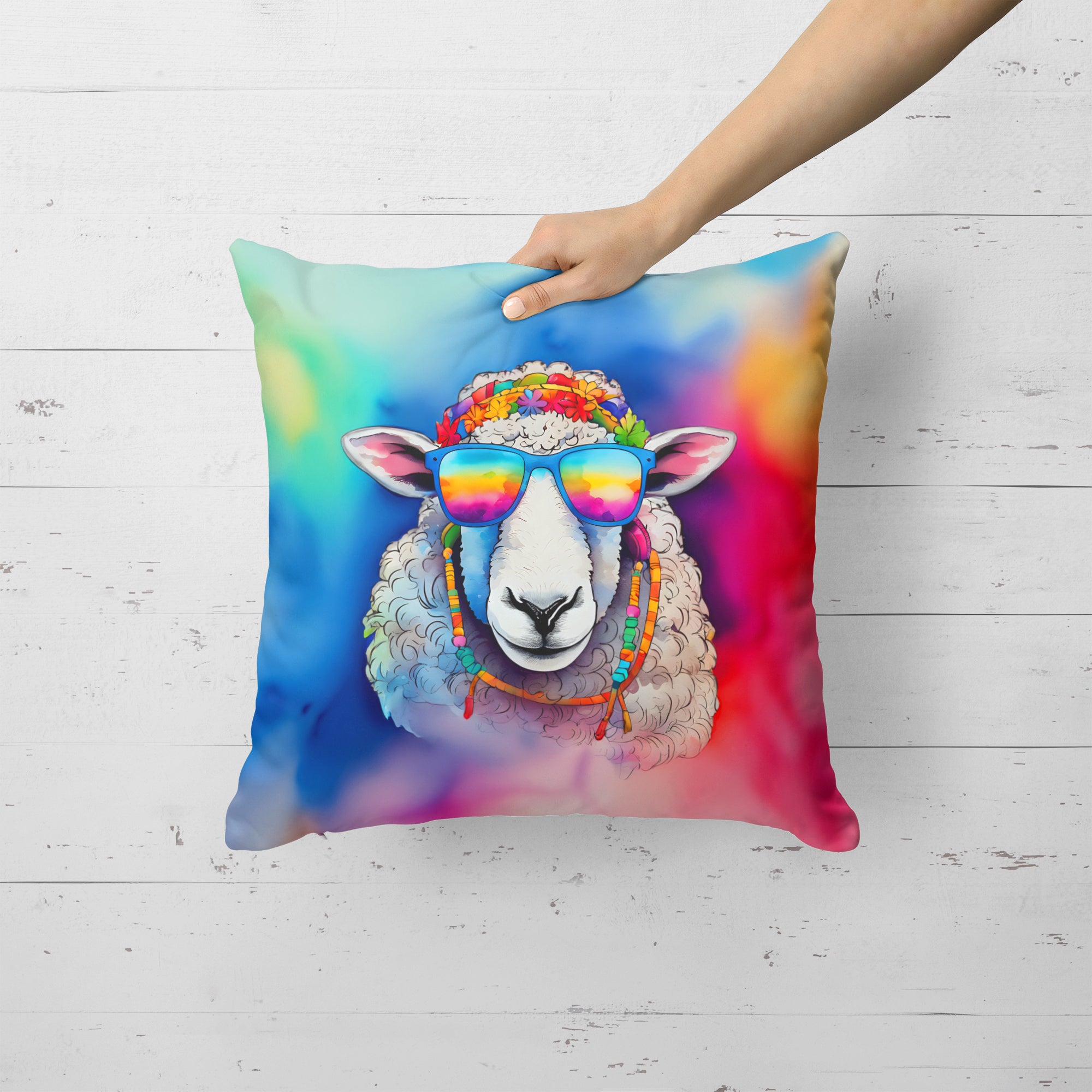 Hippie Animal Sheep Throw Pillow