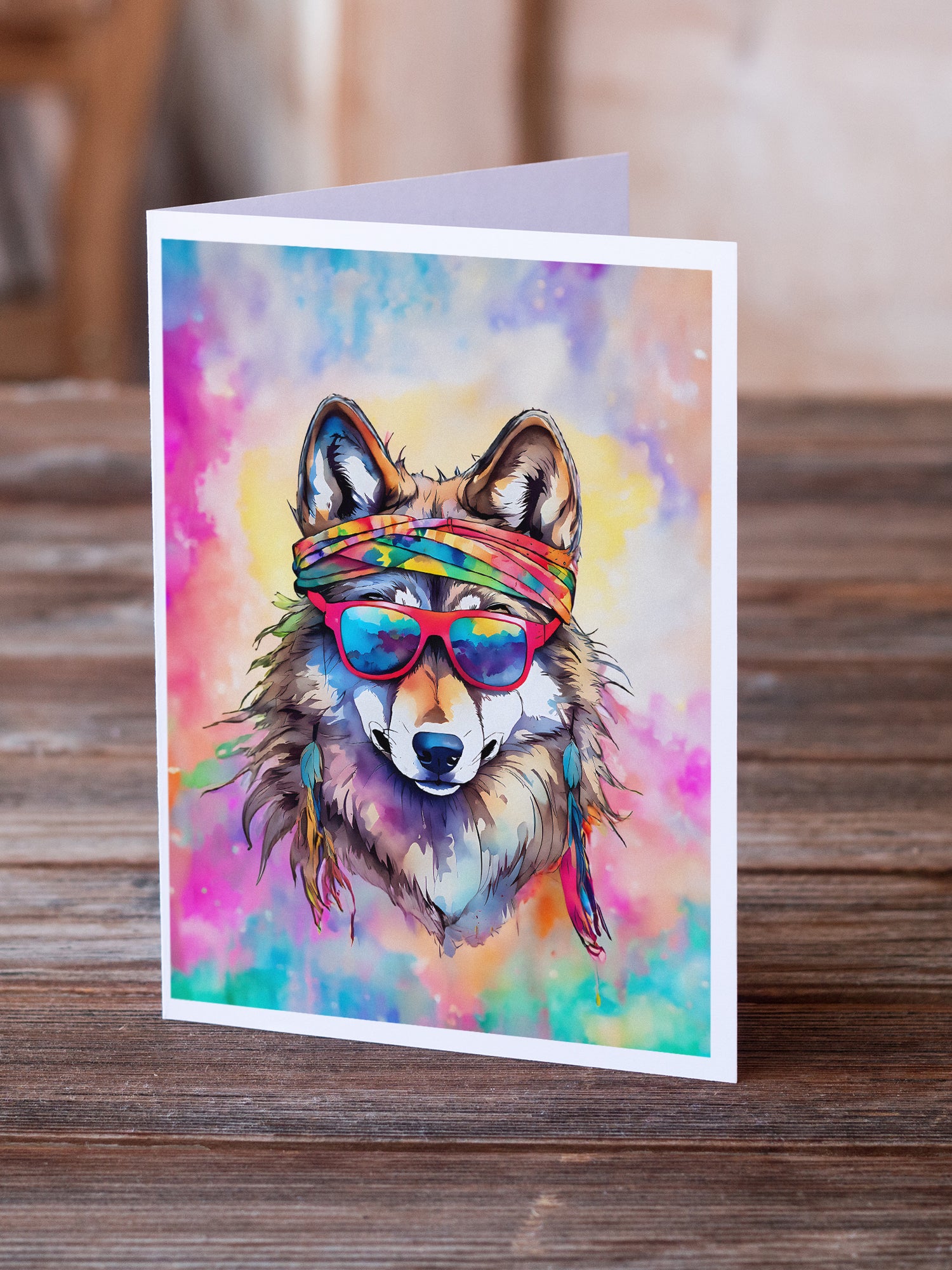 Buy this Hippie Animal Wolf Greeting Cards Pack of 8