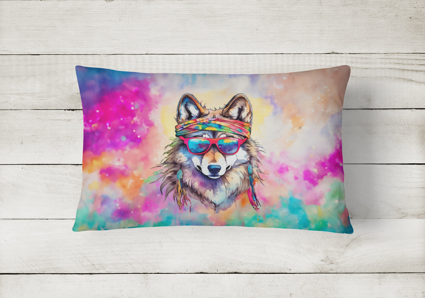 Buy this Hippie Animal Wolf Throw Pillow