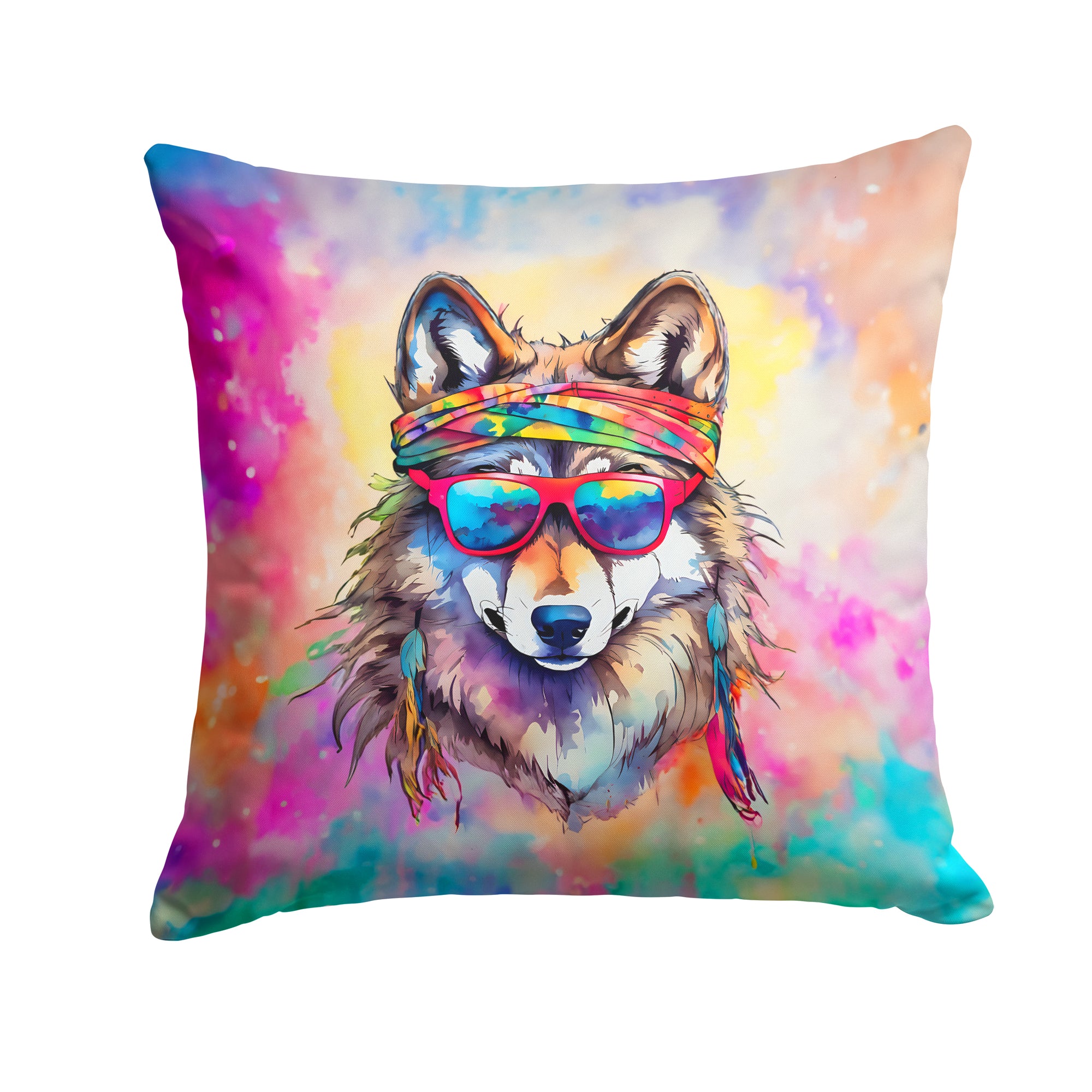 Buy this Hippie Animal Wolf Throw Pillow
