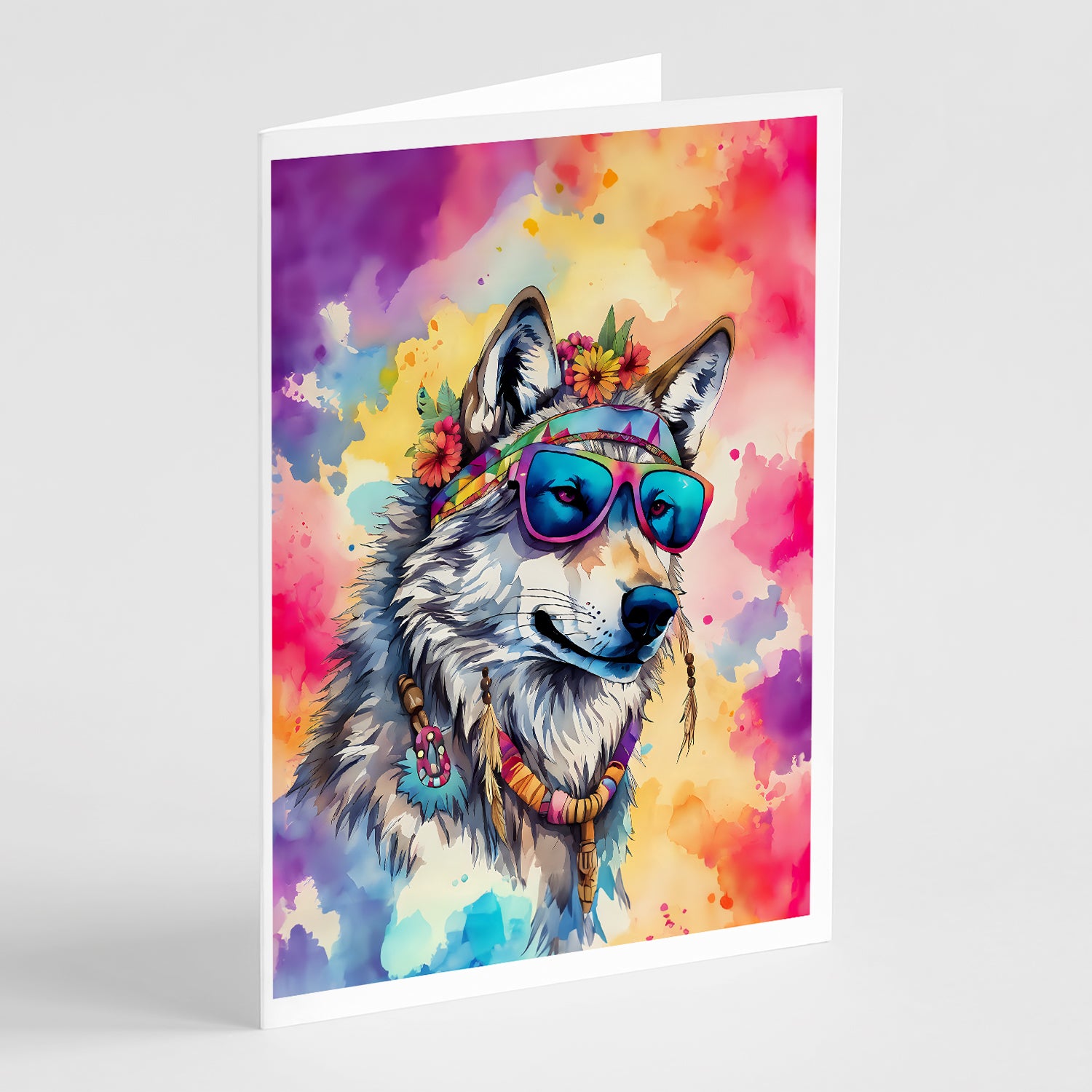 Buy this Hippie Animal Wolf Greeting Cards Pack of 8