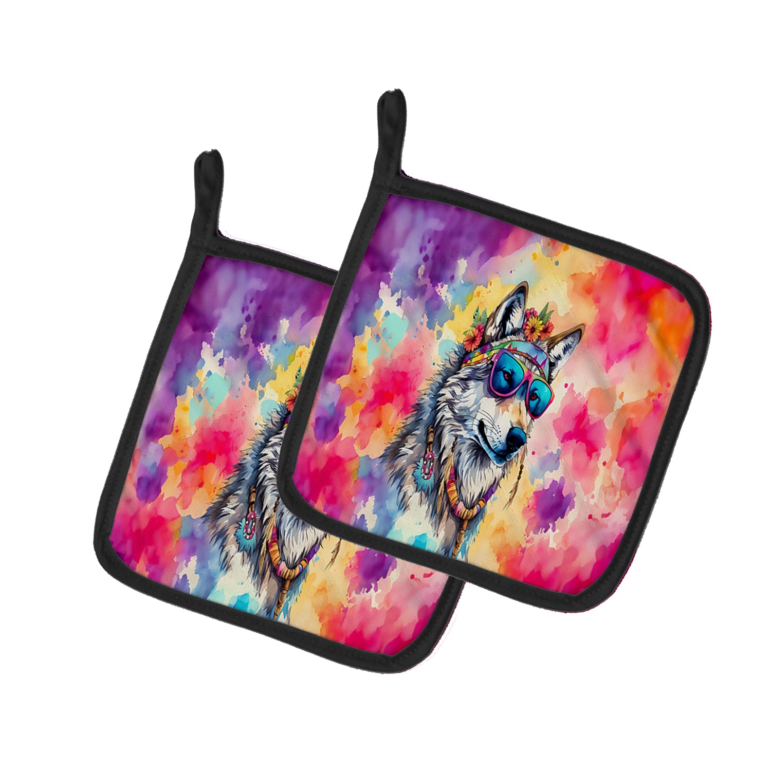 Buy this Hippie Animal Wolf Pair of Pot Holders