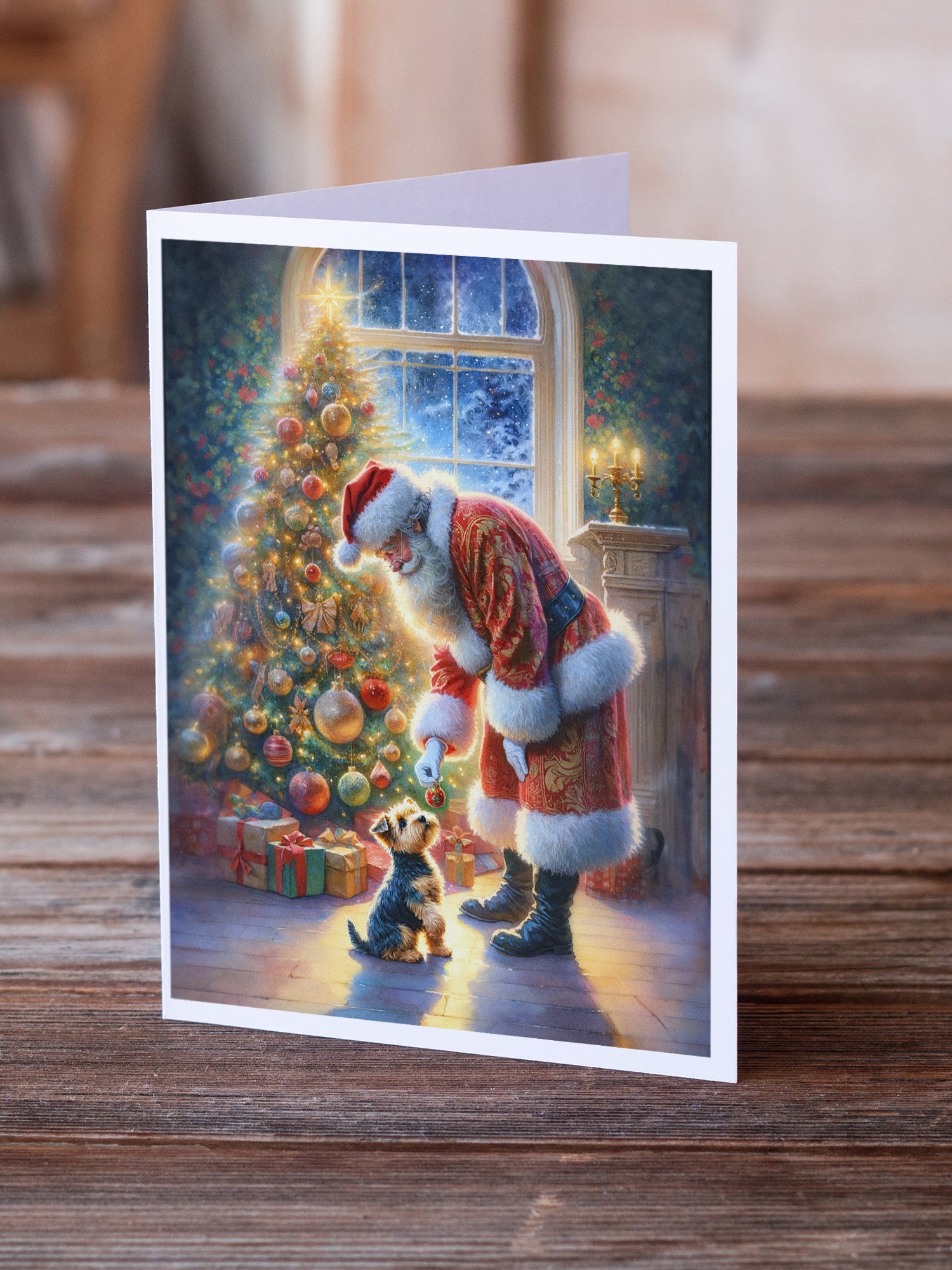 Buy this Australian Terrier and Santa Claus Greeting Cards Pack of 8