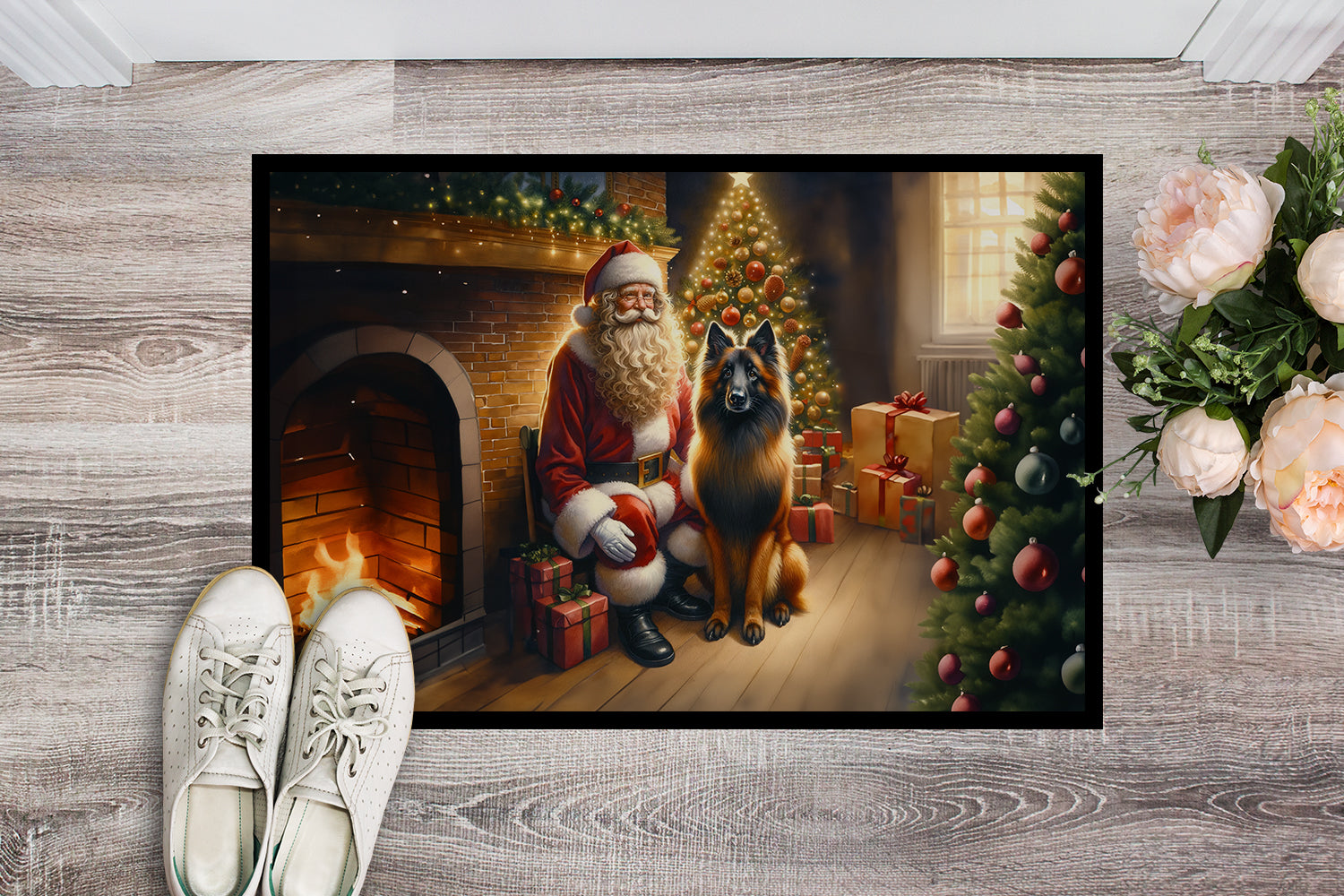 Buy this Belgian Tervuren and Santa Claus Doormat