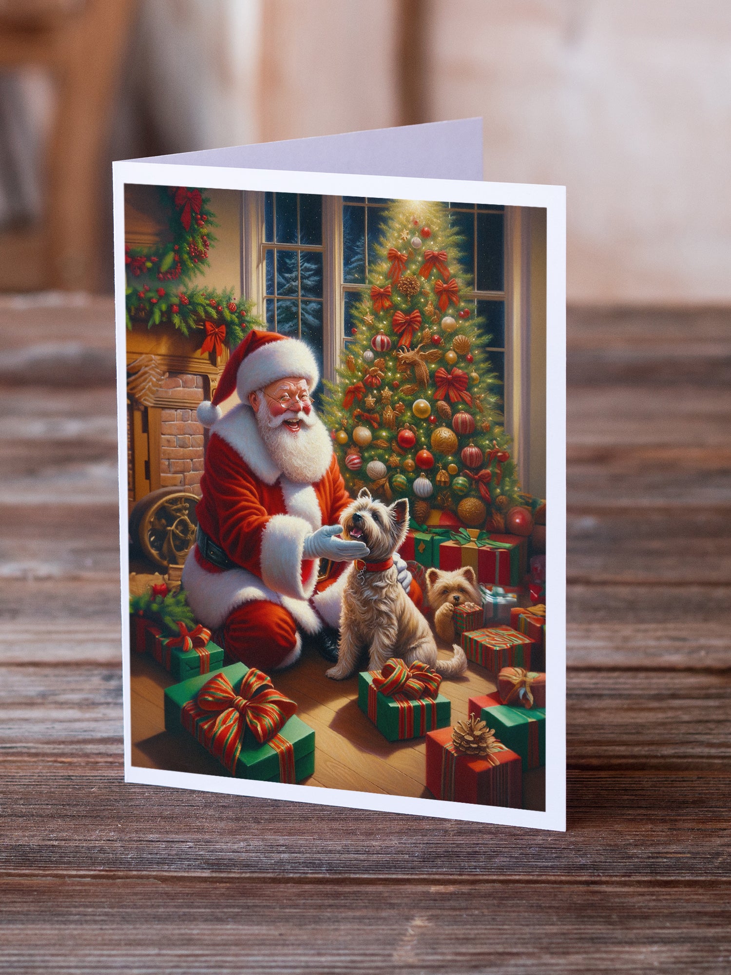Cairn Terrier and Santa Claus Greeting Cards Pack of 8