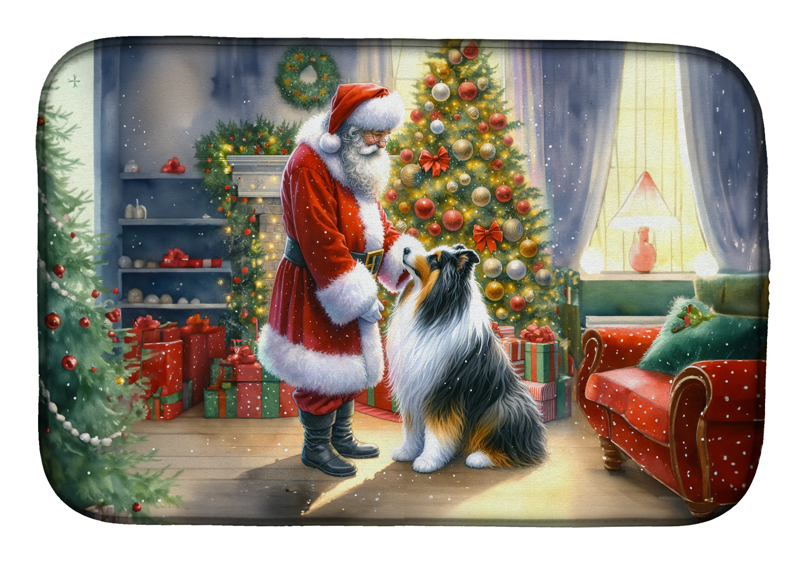 Buy this Collie and Santa Claus Dish Drying Mat