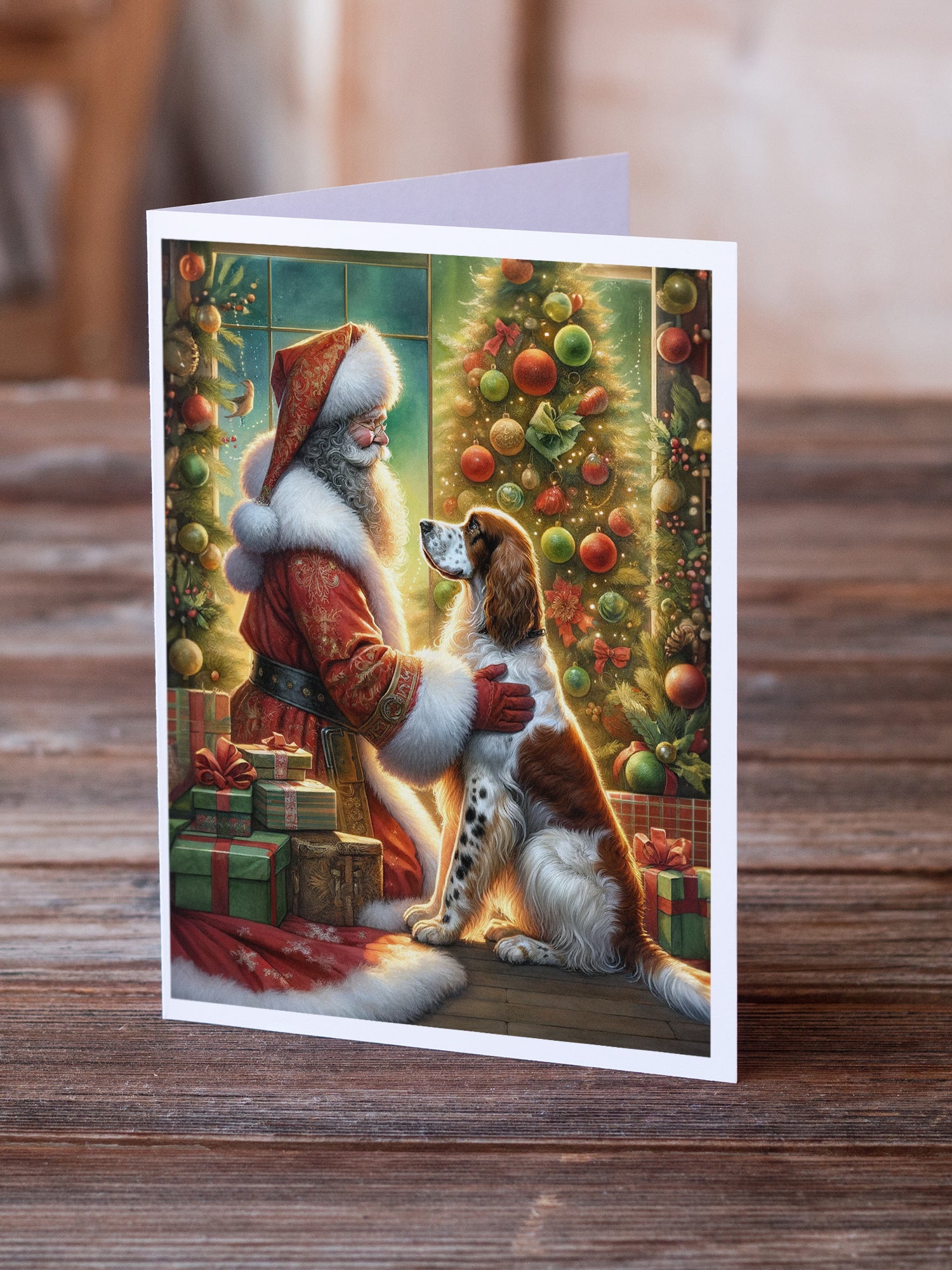 Buy this English Setter and Santa Claus Greeting Cards Pack of 8