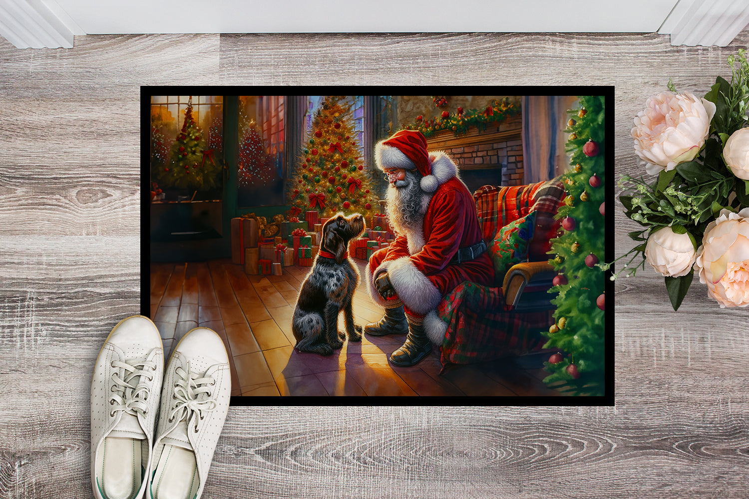 Buy this German Wirehaired Pointer and Santa Claus Doormat