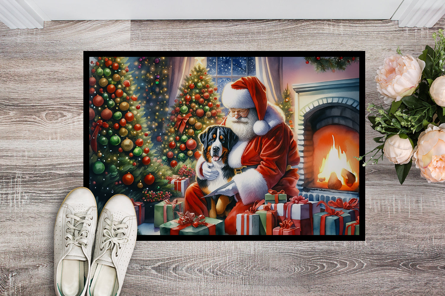 Buy this Greater Swiss Mountain Dog and Santa Claus Doormat