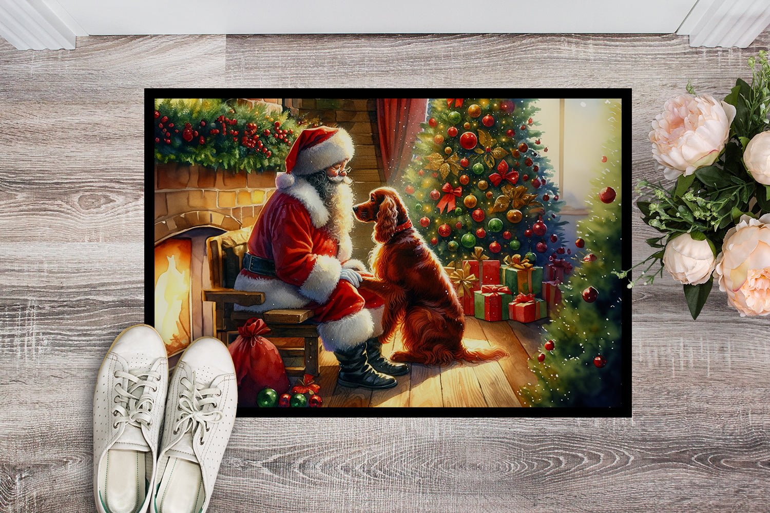 Buy this Irish Setter and Santa Claus Doormat