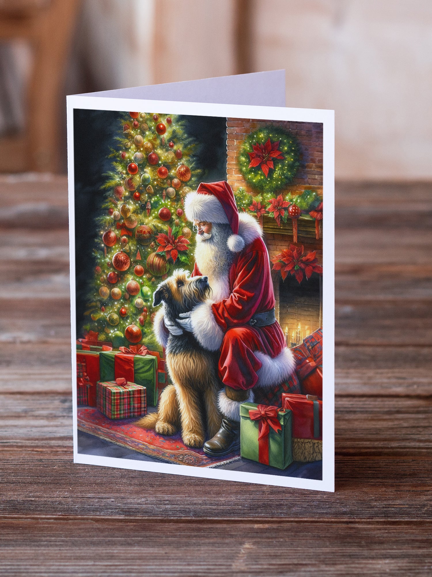 Buy this Irish Wolfhound and Santa Claus Greeting Cards Pack of 8
