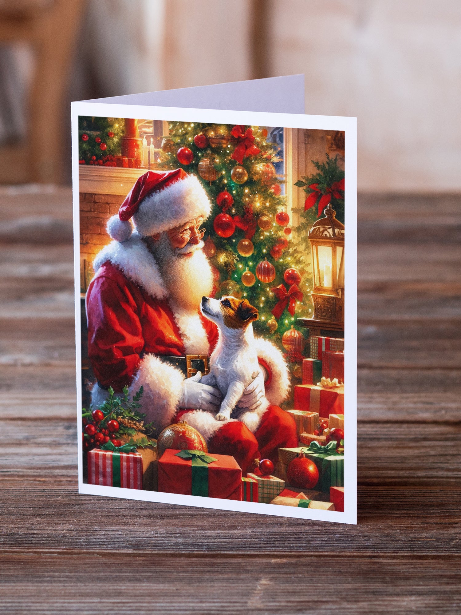Buy this Jack Russell Terrier and Santa Claus Greeting Cards Pack of 8