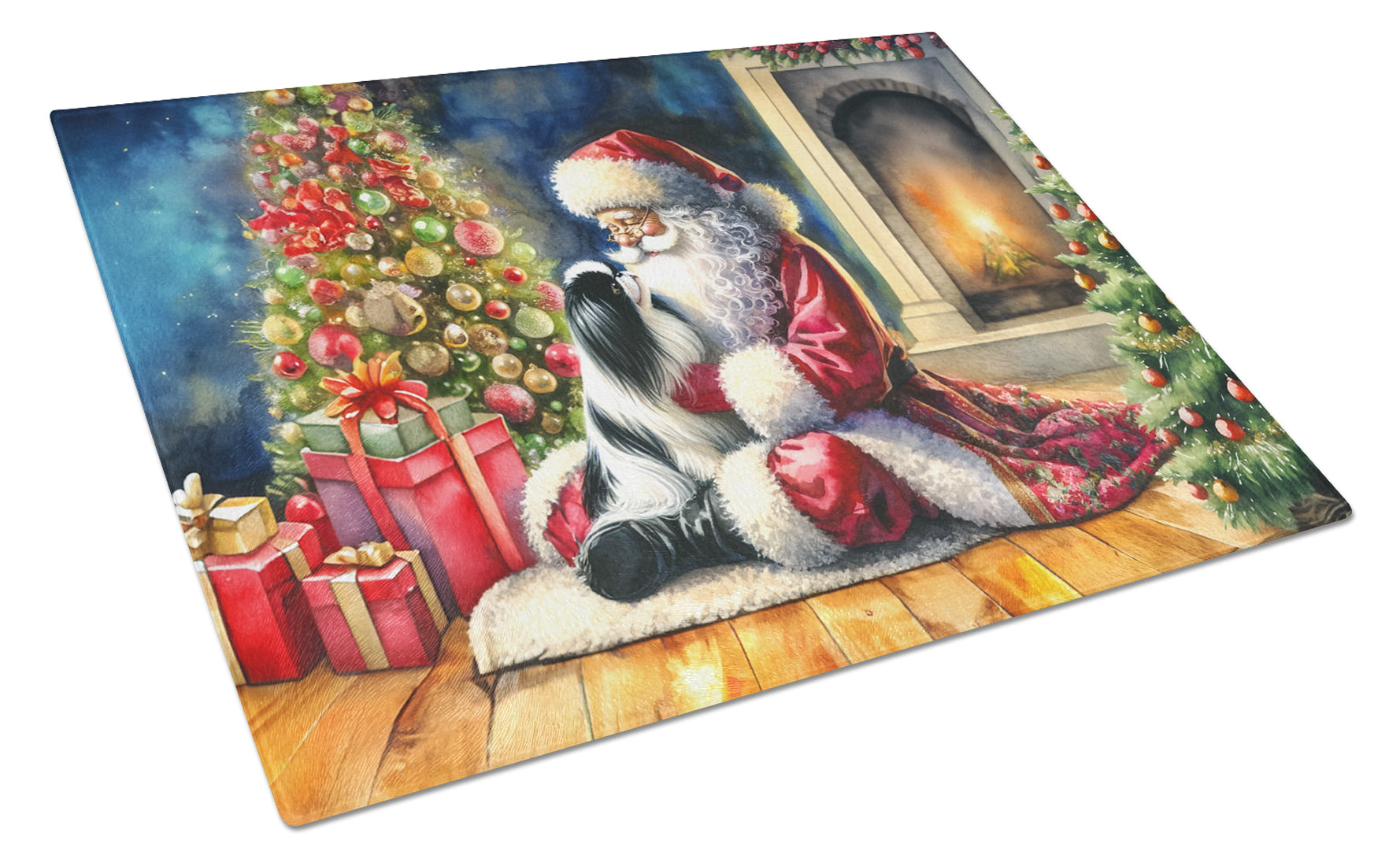 Buy this Japanese Chin and Santa Claus Glass Cutting Board