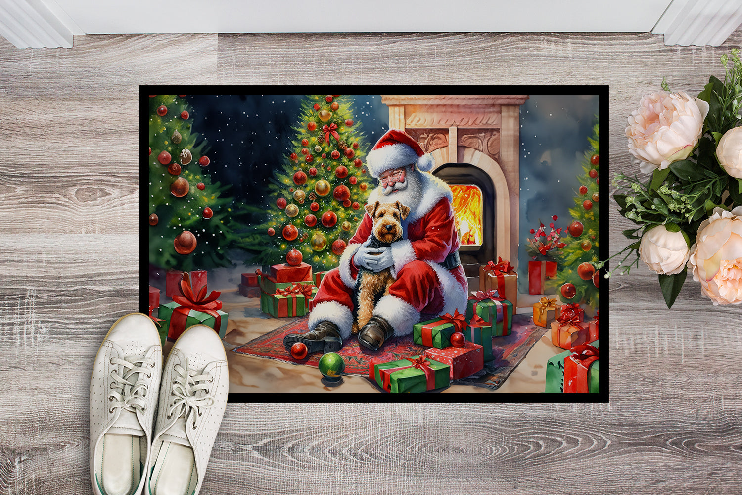 Buy this Lakeland Terrier and Santa Claus Doormat