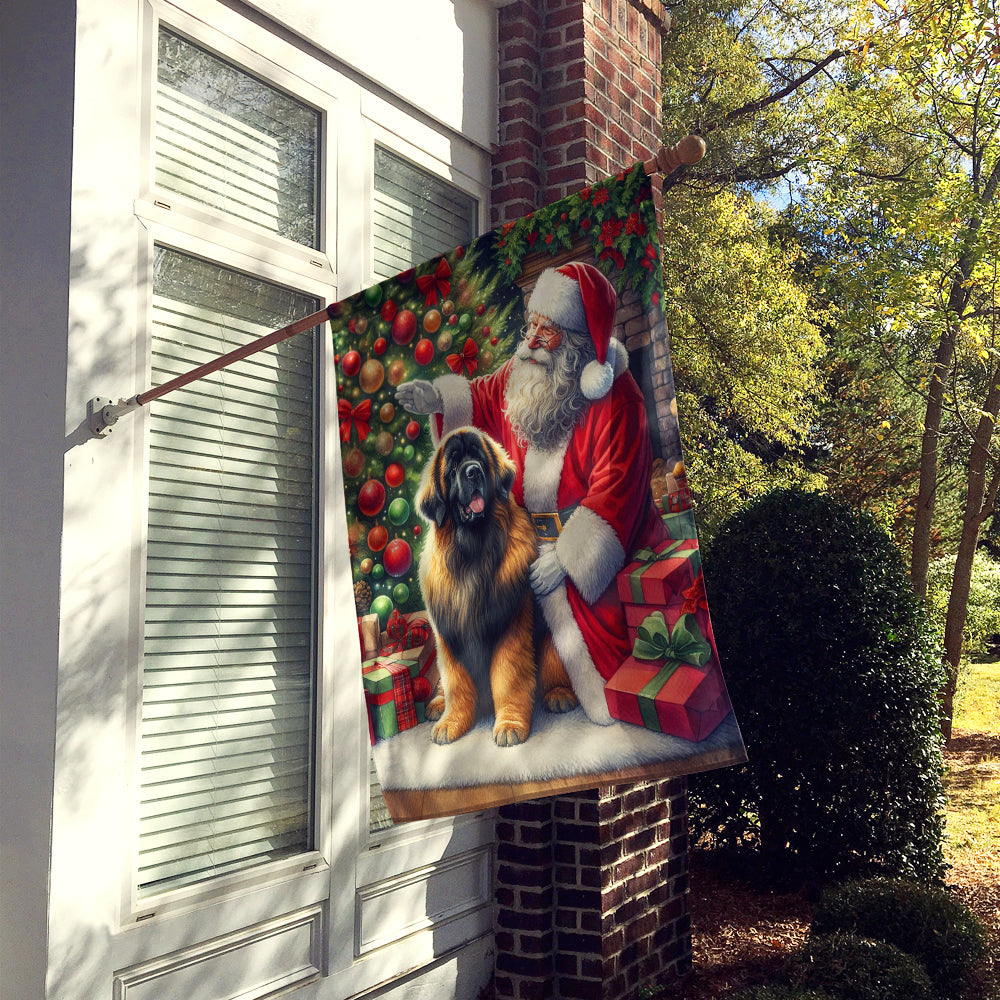 Buy this Leonberger and Santa Claus House Flag