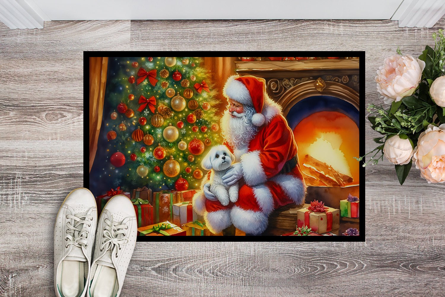 Buy this Maltese and Santa Claus Doormat