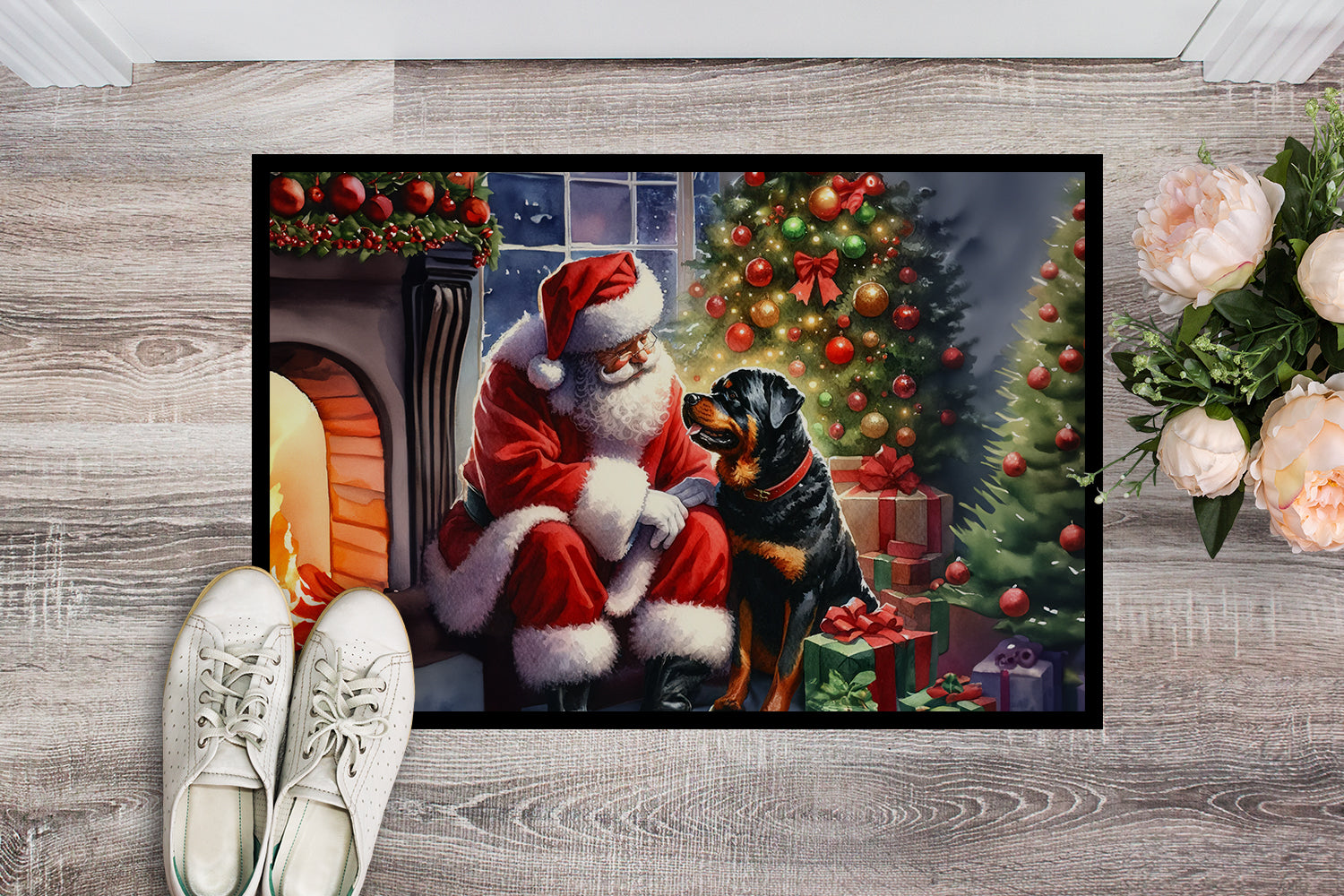 Buy this Rottweiler and Santa Claus Doormat