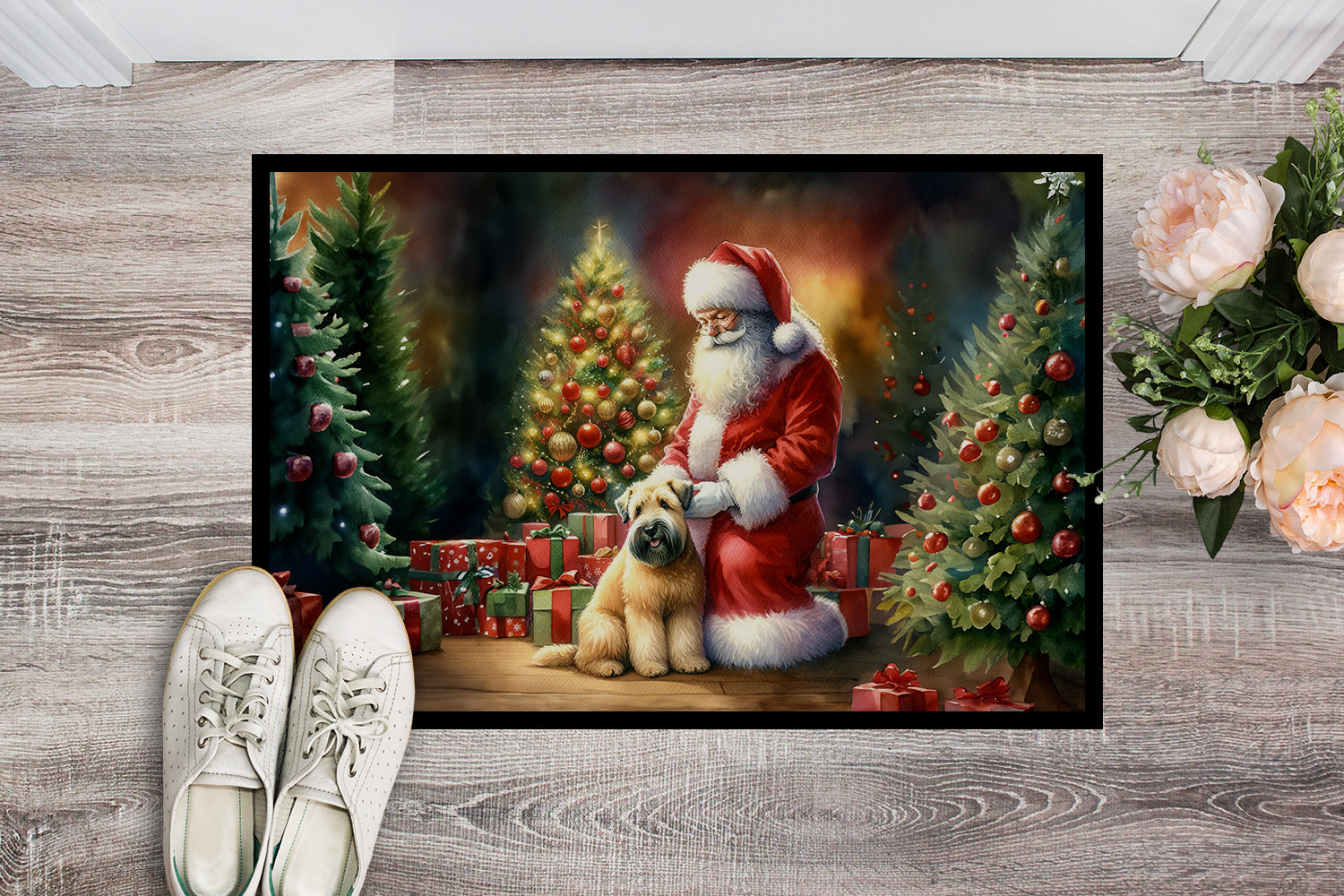 Wheaten Terrier and Santa Claus Doormat