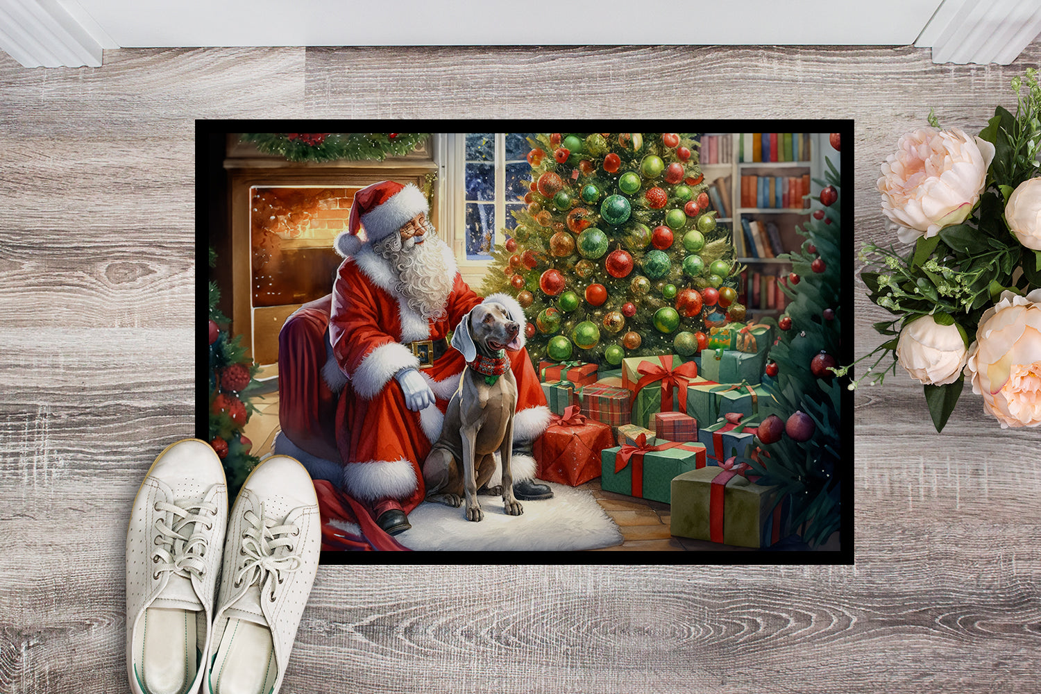 Buy this Weimaraner and Santa Claus Doormat