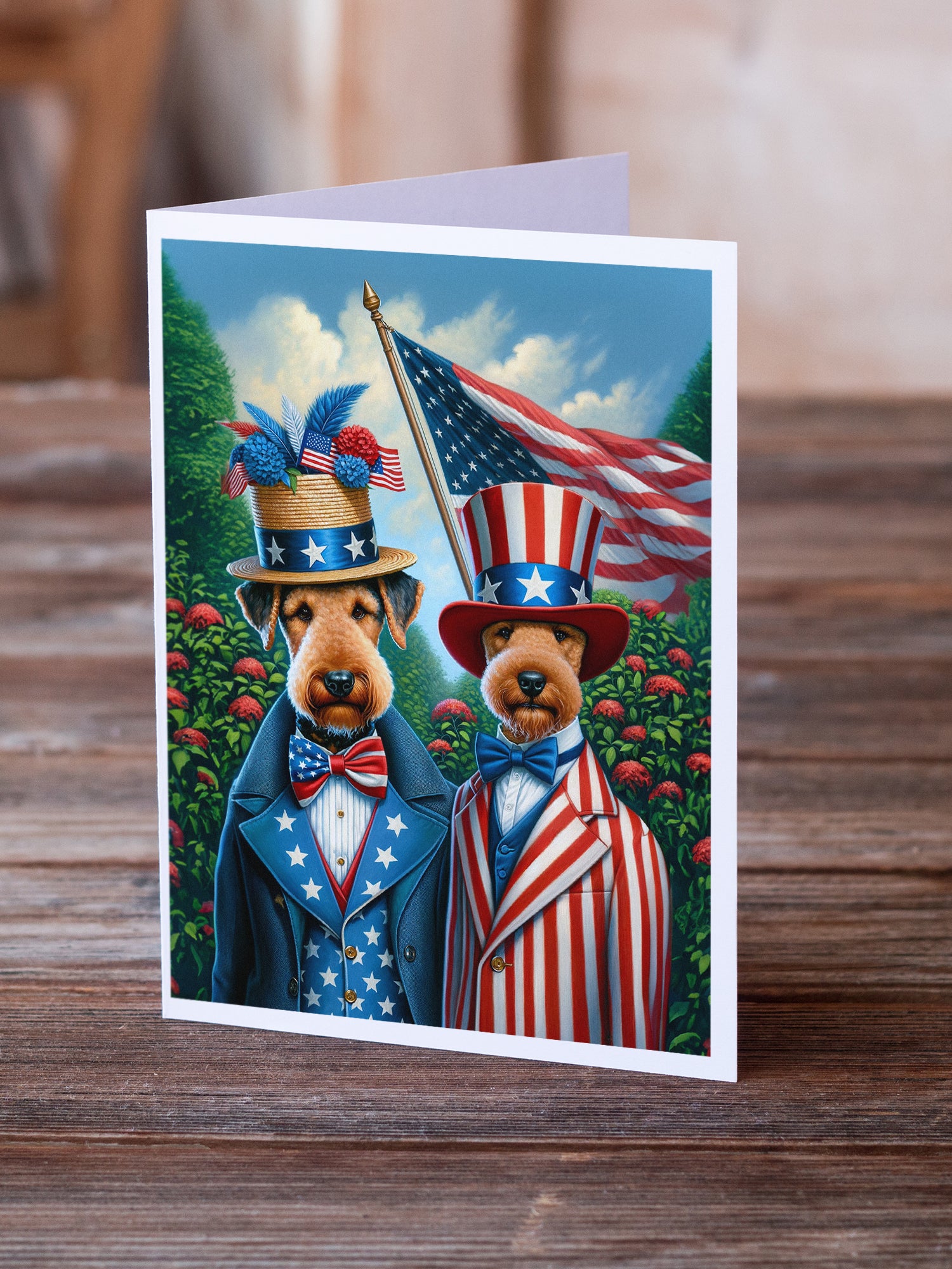 All American Airedale Terrier Greeting Cards Pack of 8