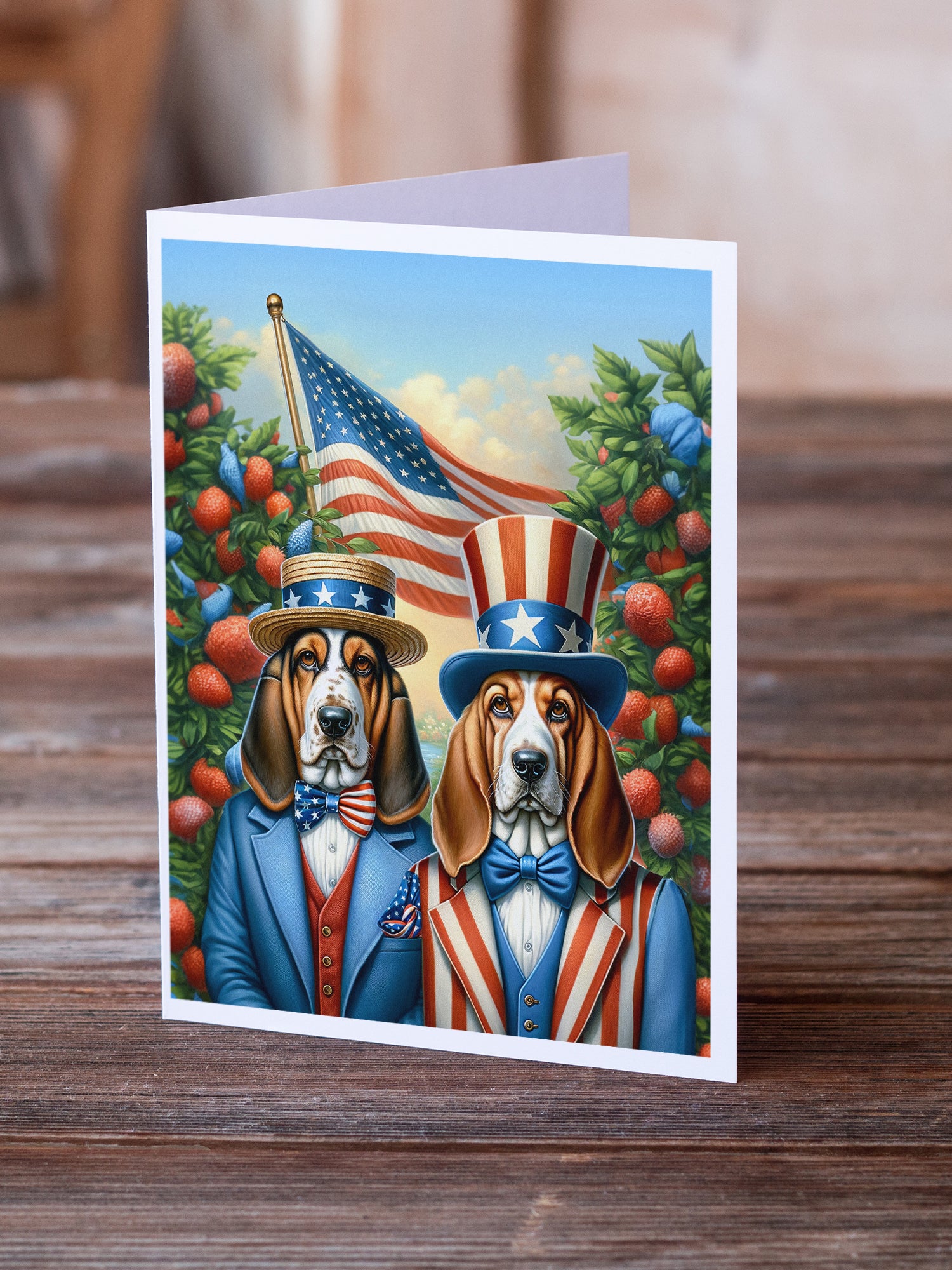 Buy this All American Basset Hound Greeting Cards Pack of 8