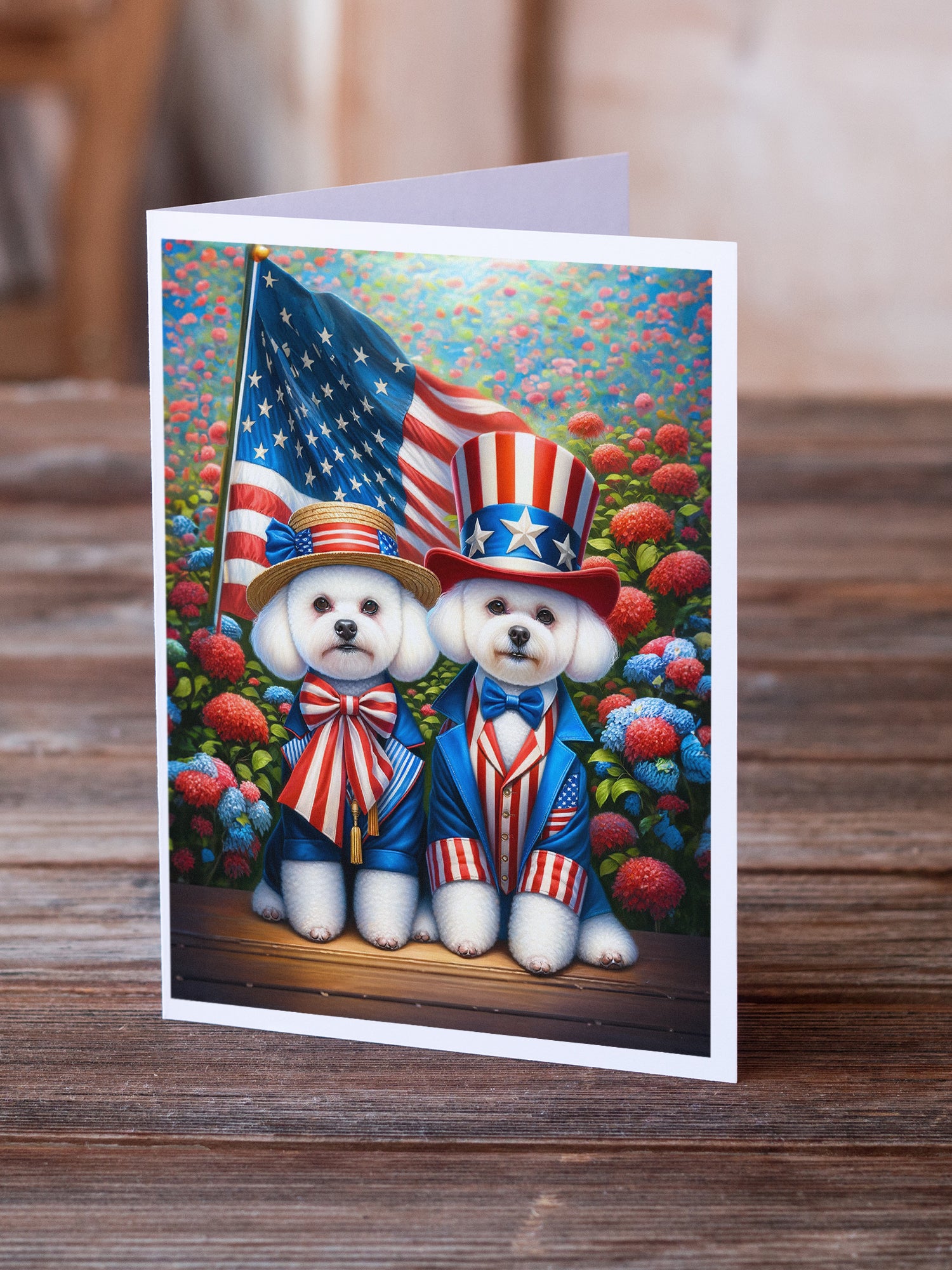 Buy this All American Bichon Frise Greeting Cards Pack of 8