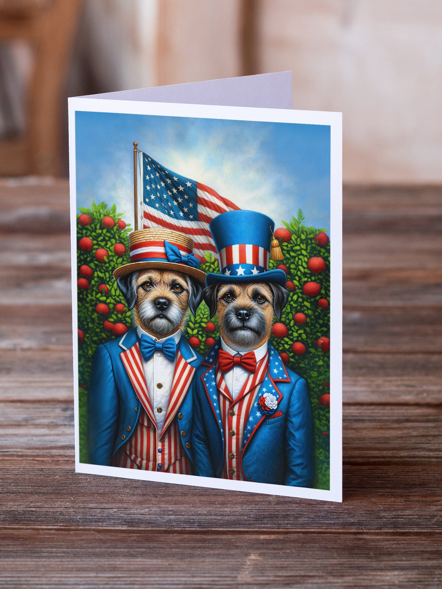 All American Border Terrier Greeting Cards Pack of 8