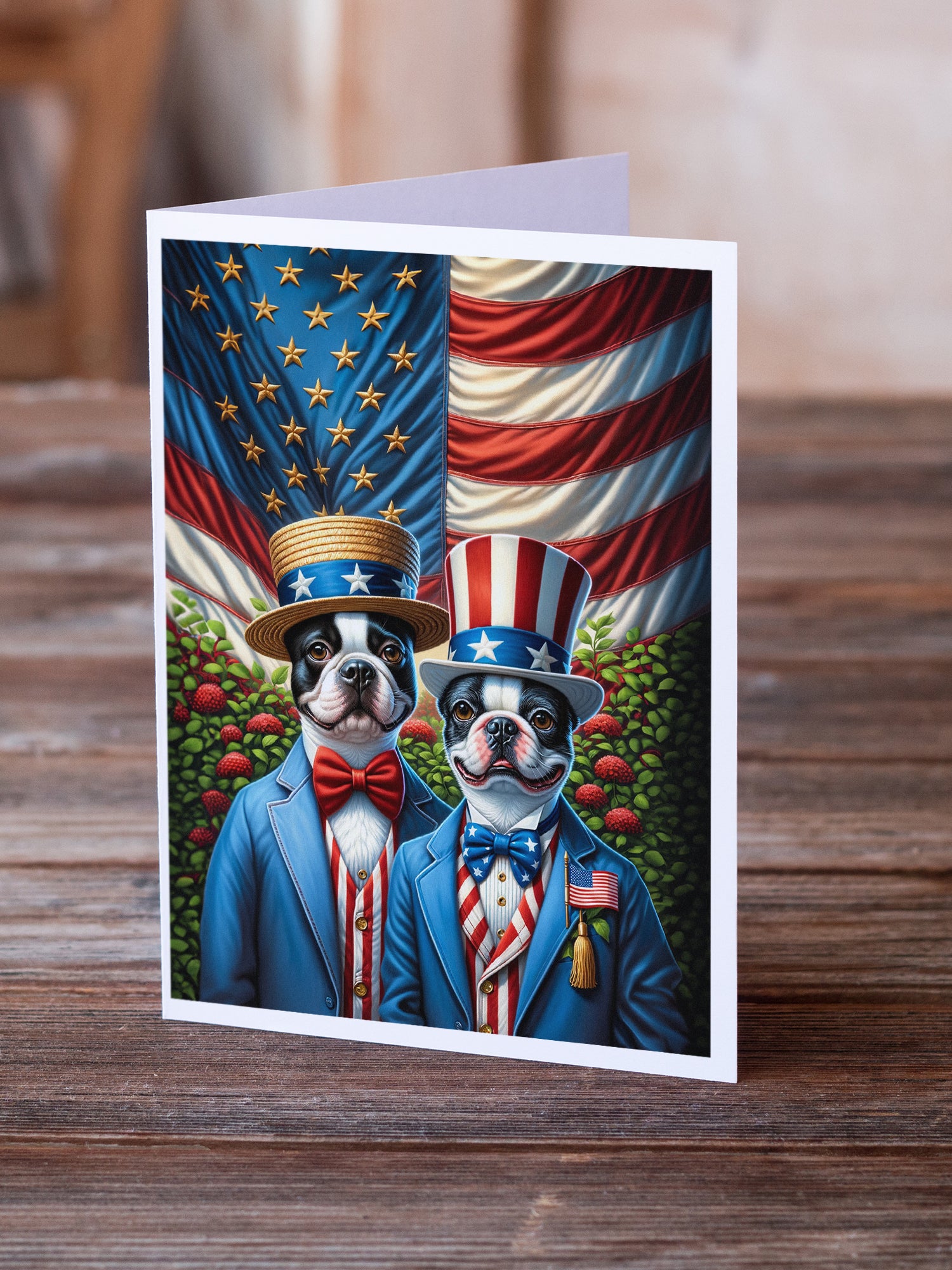 Buy this All American Boston Terrier Greeting Cards Pack of 8