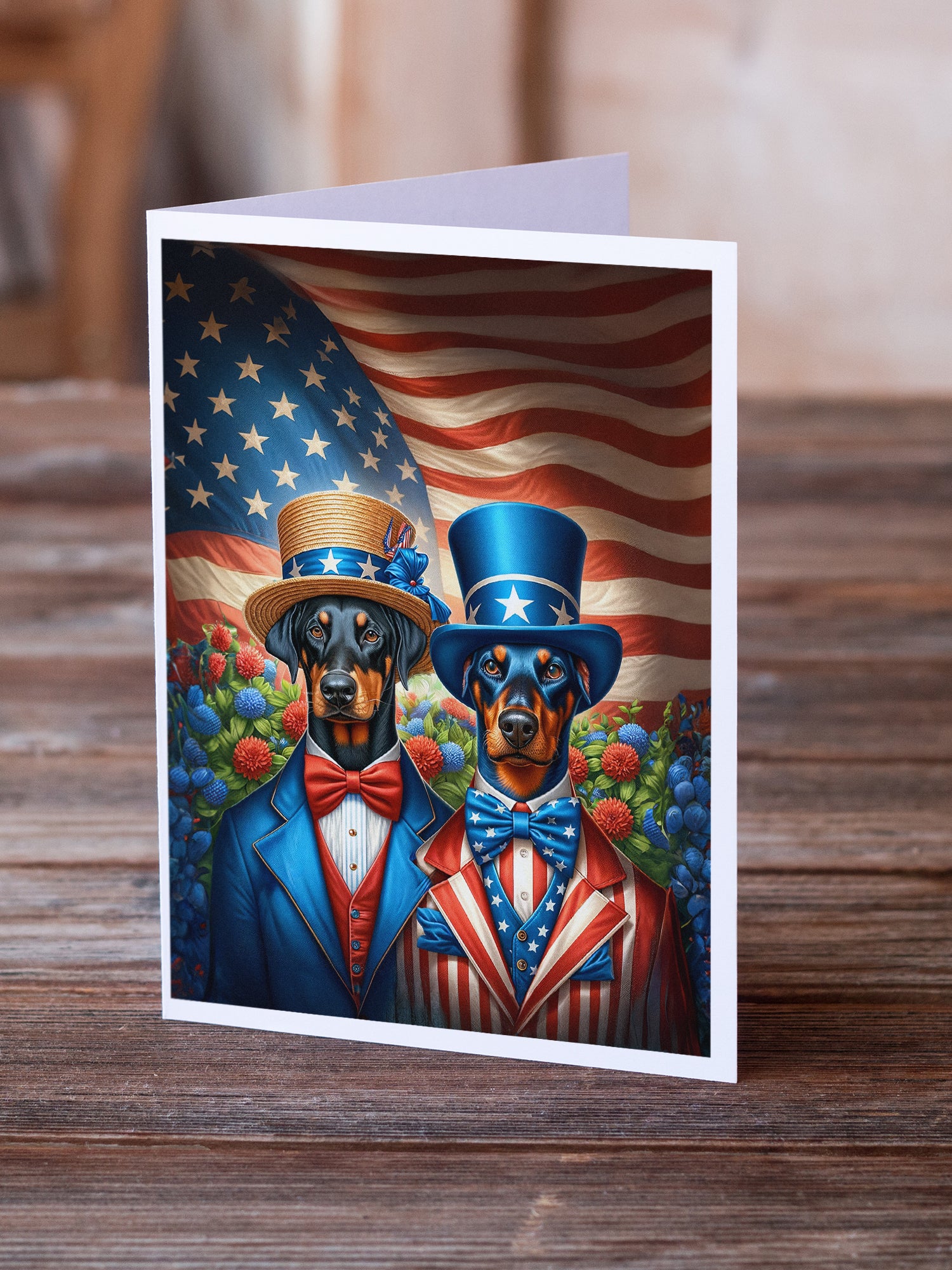 All American Doberman Pinscher Greeting Cards Pack of 8