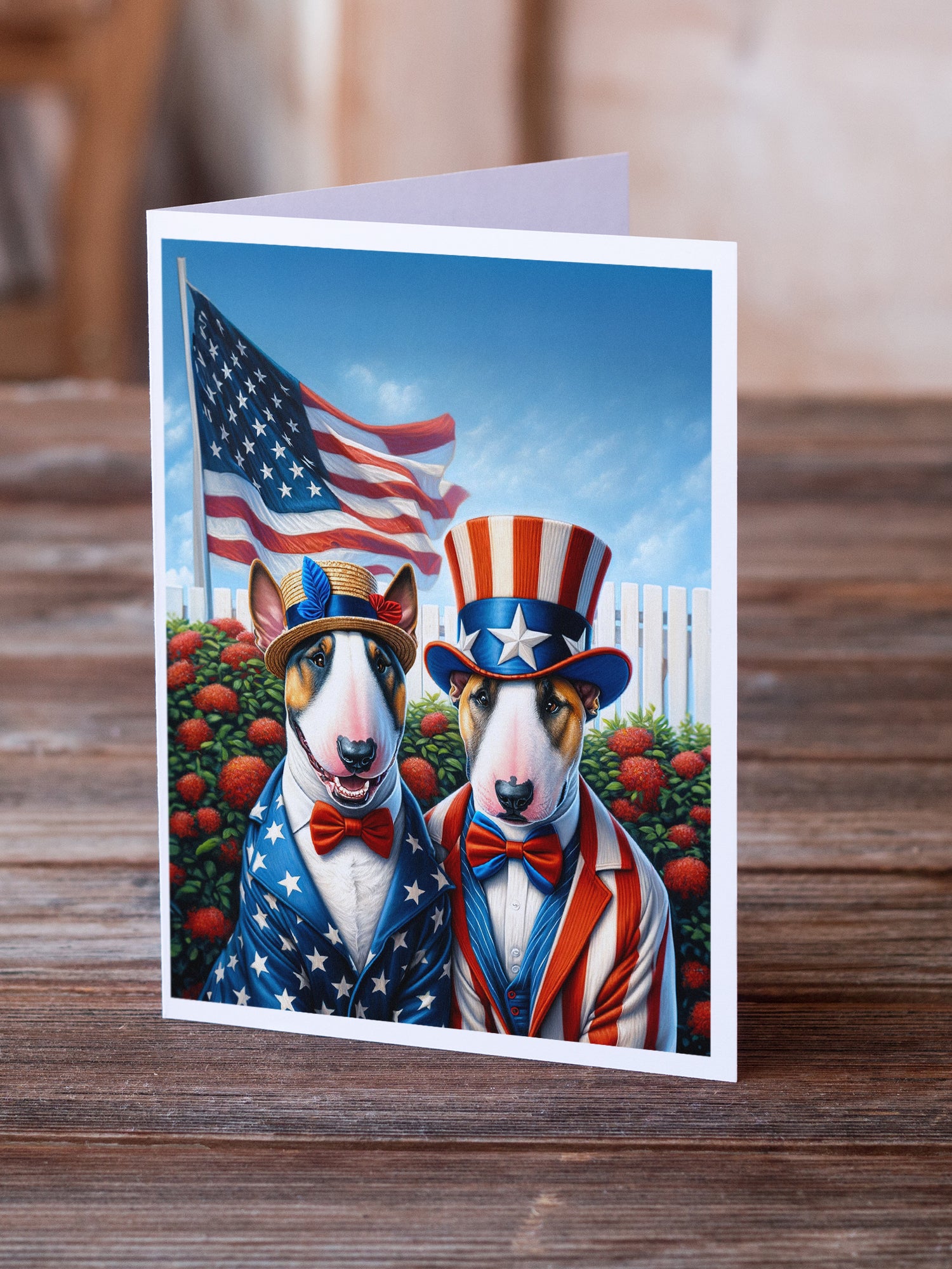 Buy this All American English Bull Terrier Greeting Cards Pack of 8
