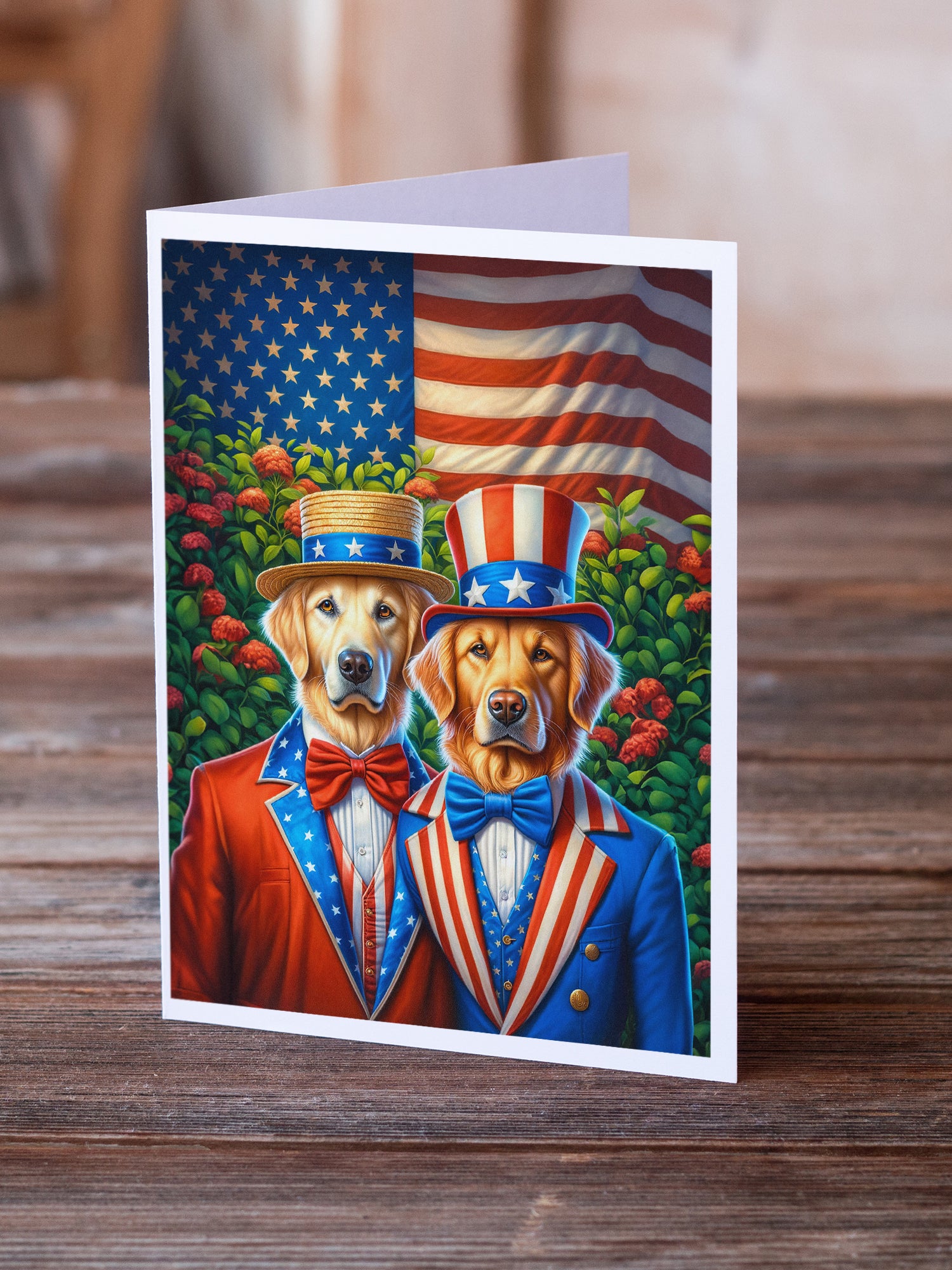 All American Golden Retriever Greeting Cards Pack of 8