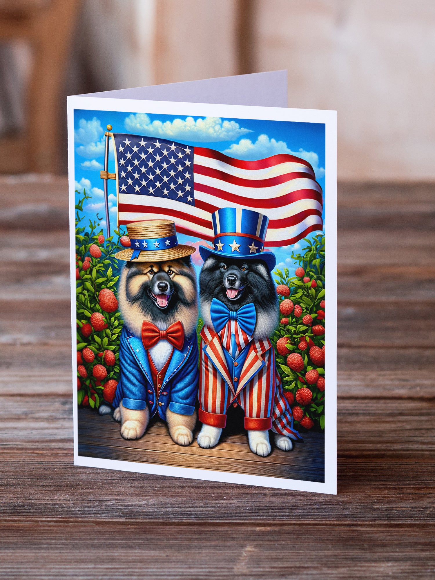 All American Keeshond Greeting Cards Pack of 8