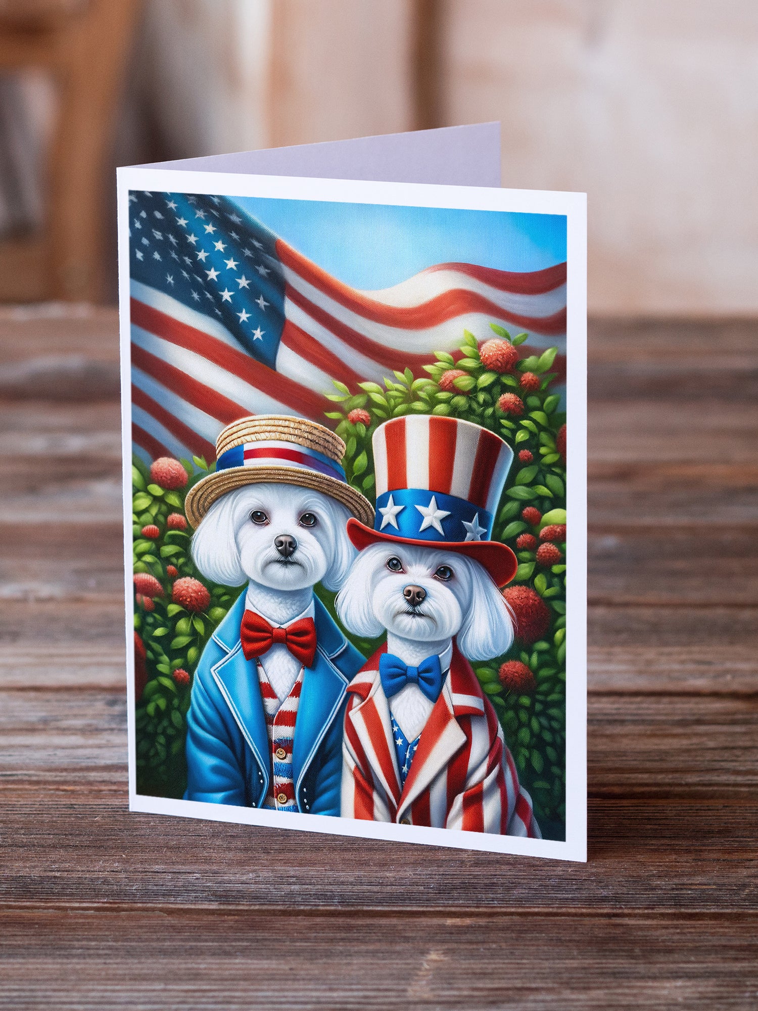 All American Maltese Greeting Cards Pack of 8