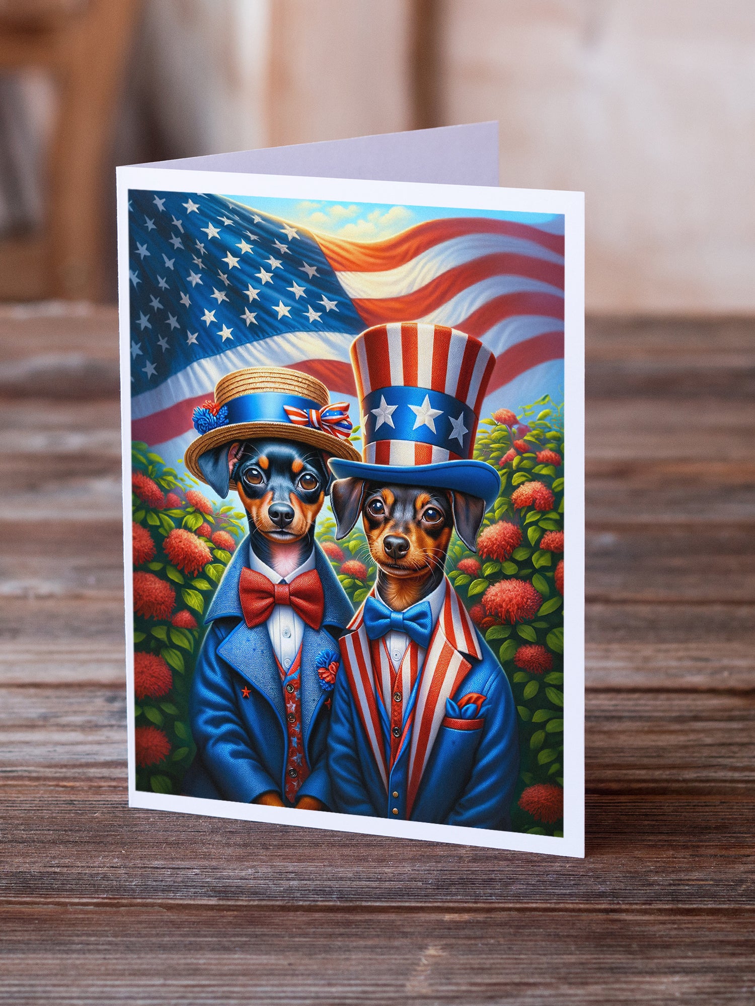 All American Miniature Pinscher Greeting Cards Pack of 8