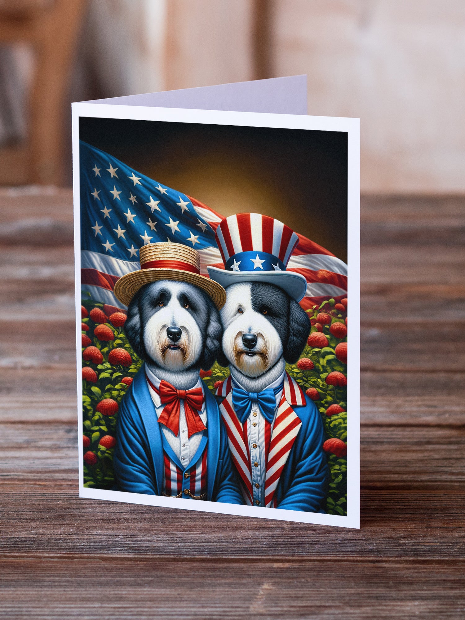All American Old English Sheepdog Greeting Cards Pack of 8