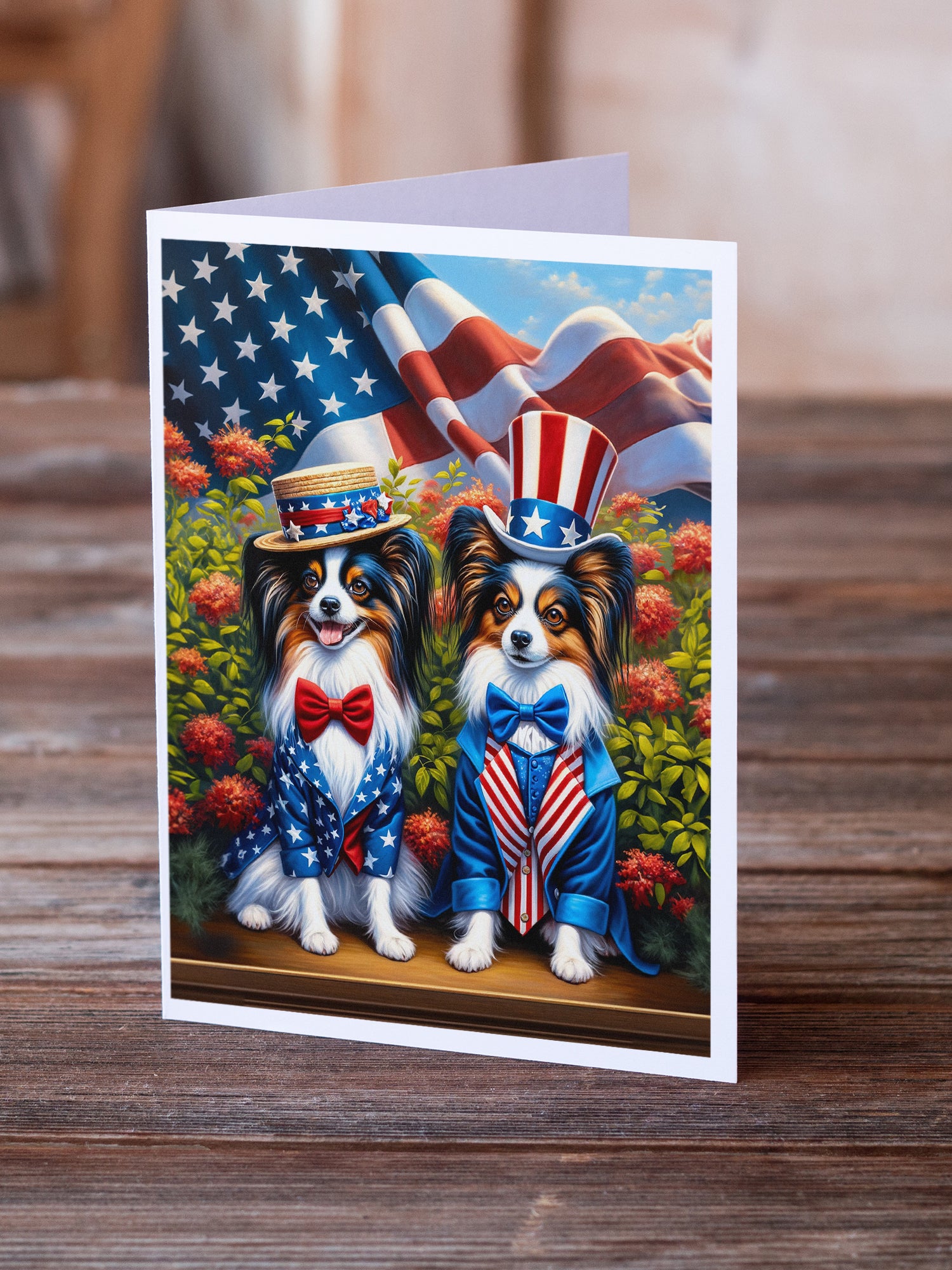 All American Papillon Greeting Cards Pack of 8