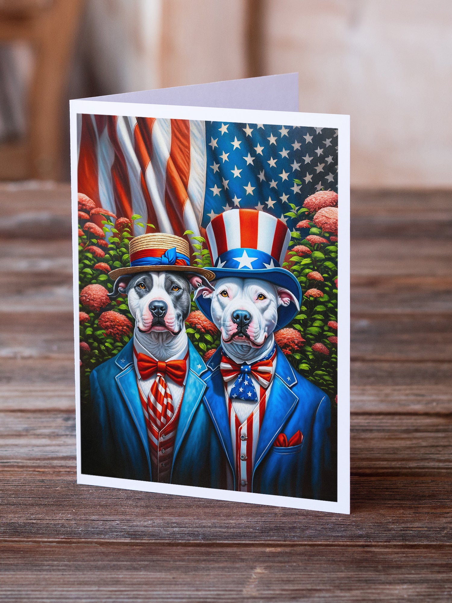 All American Pit Bull Terrier Greeting Cards Pack of 8