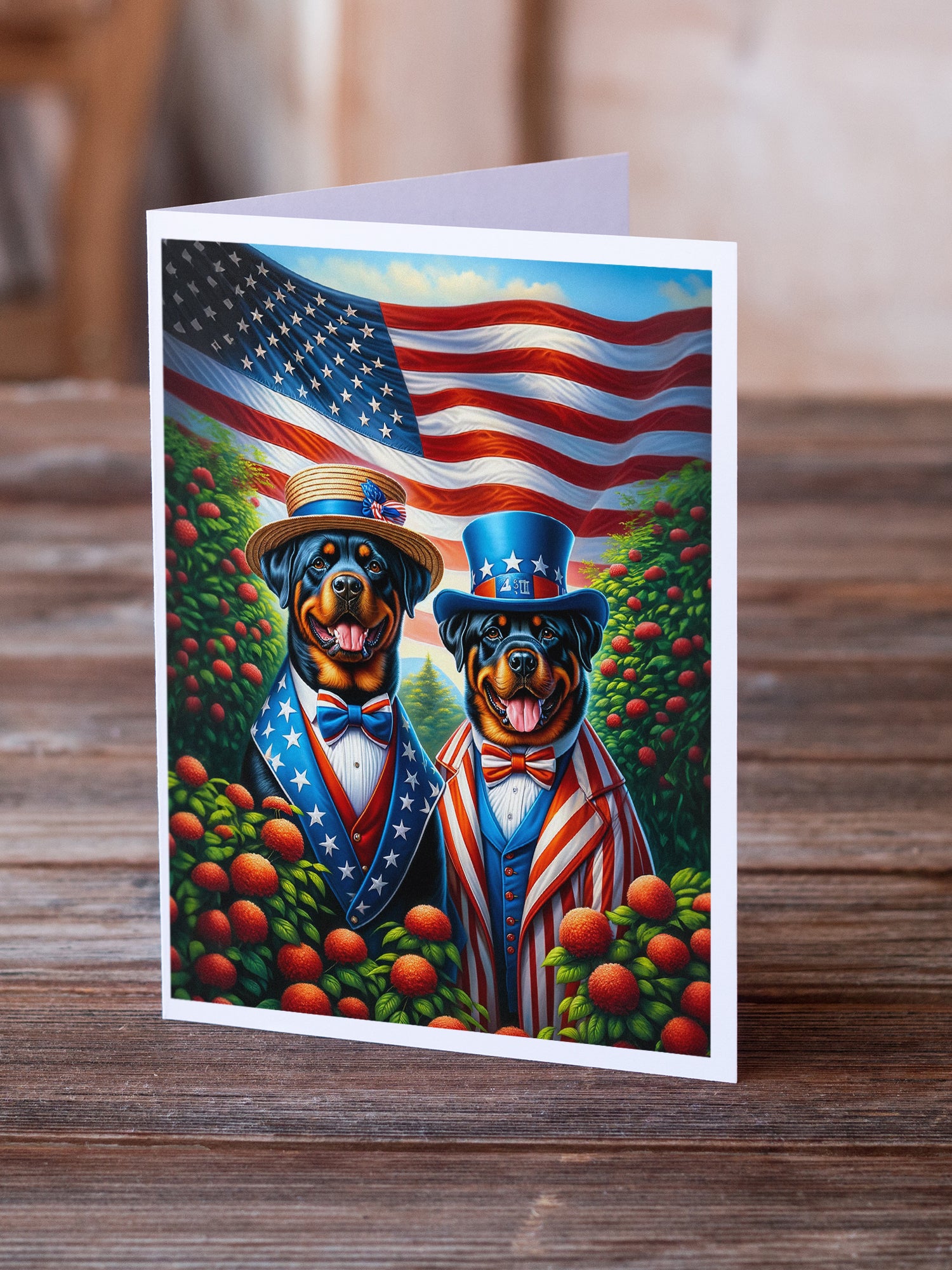 All American Rottweiler Greeting Cards Pack of 8