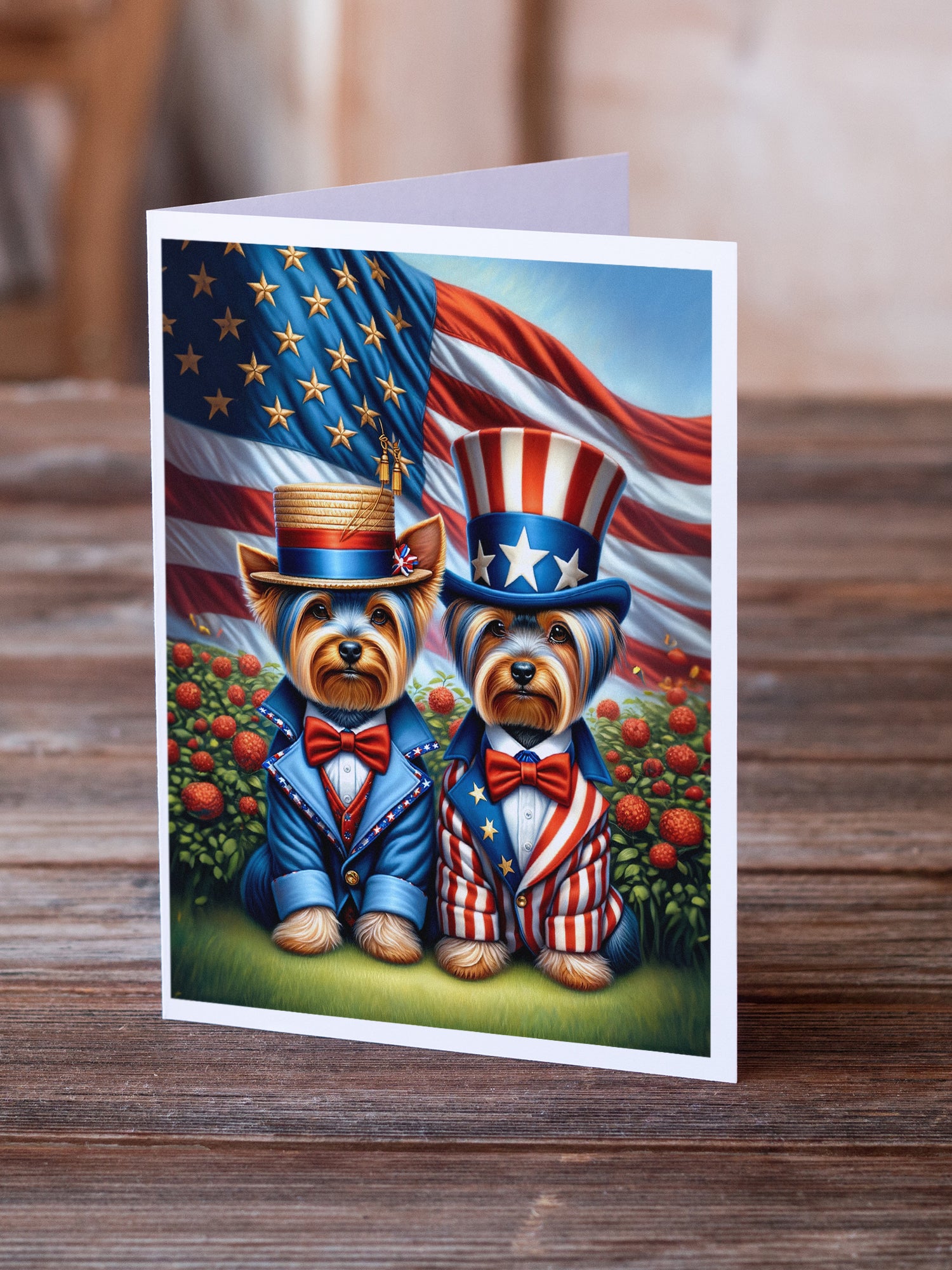 All American Yorkshire Terrier Greeting Cards Pack of 8