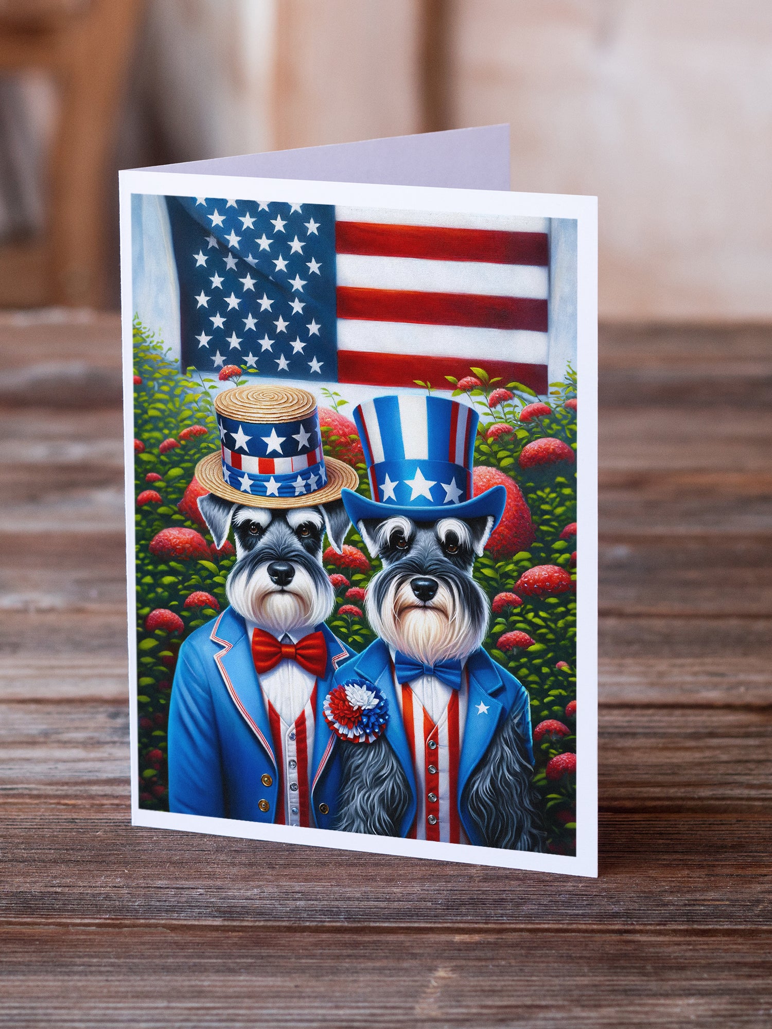 All American Schnauzer Greeting Cards Pack of 8