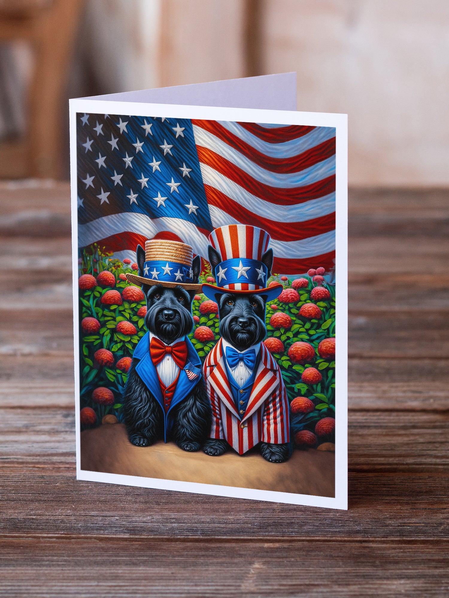 All American Scottish Terrier Greeting Cards Pack of 8