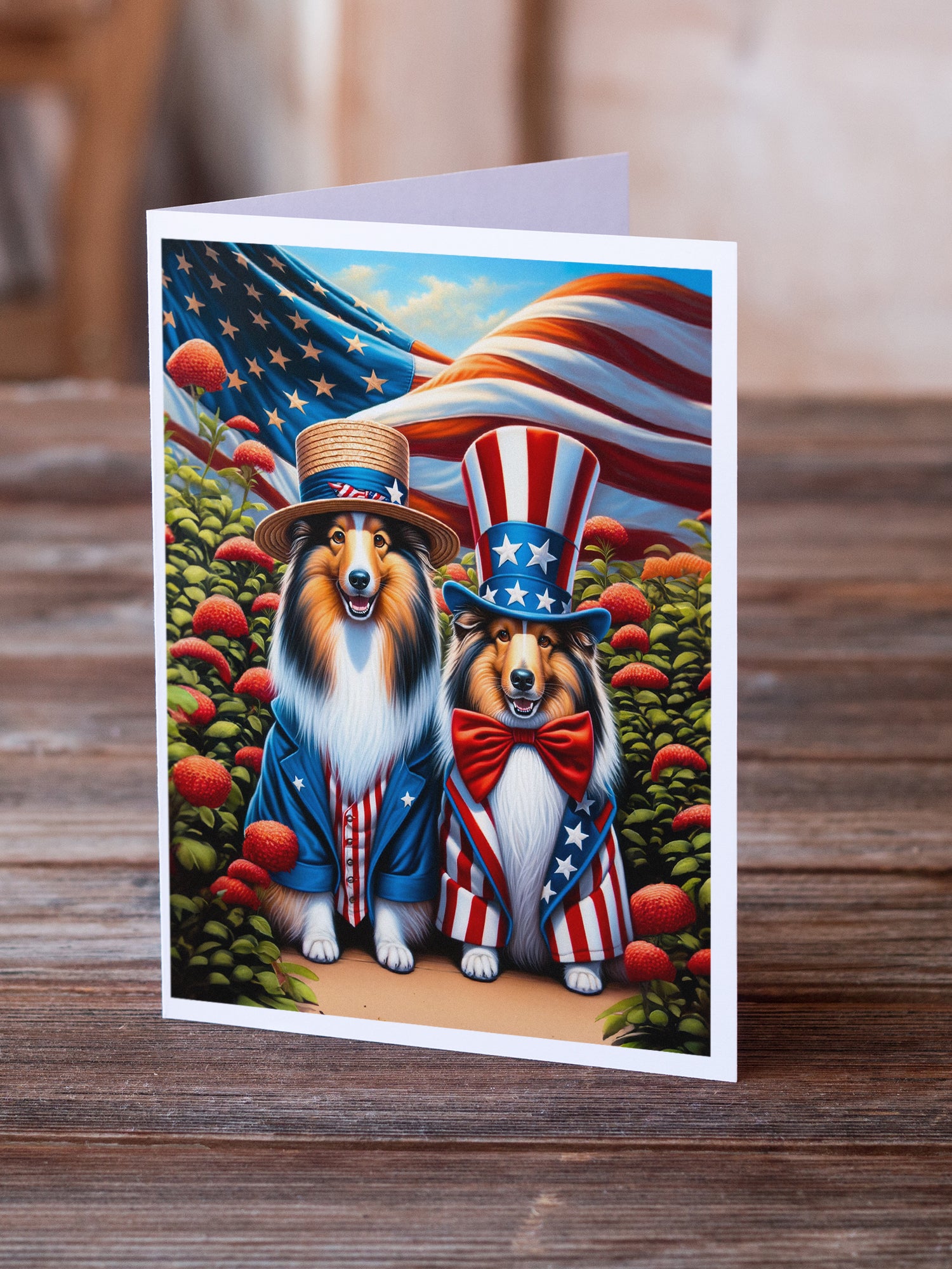 All American Sheltie Greeting Cards Pack of 8