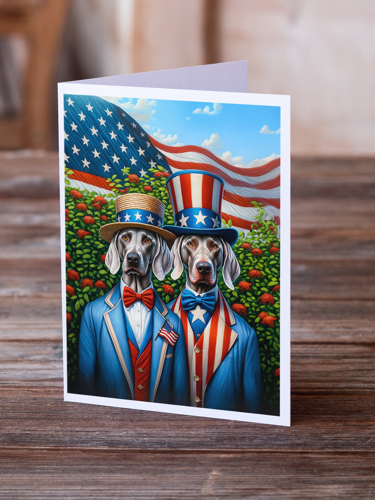 All American Weimaraner Greeting Cards Pack of 8