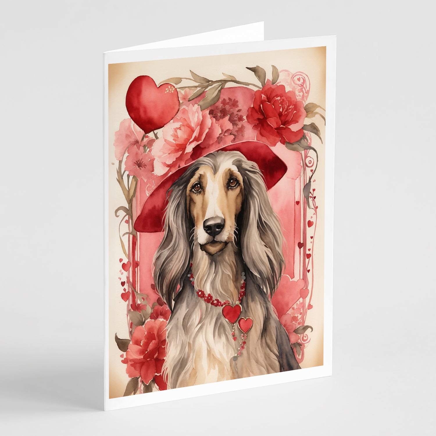 Buy this Afghan Hound Valentine Roses Greeting Cards Pack of 8