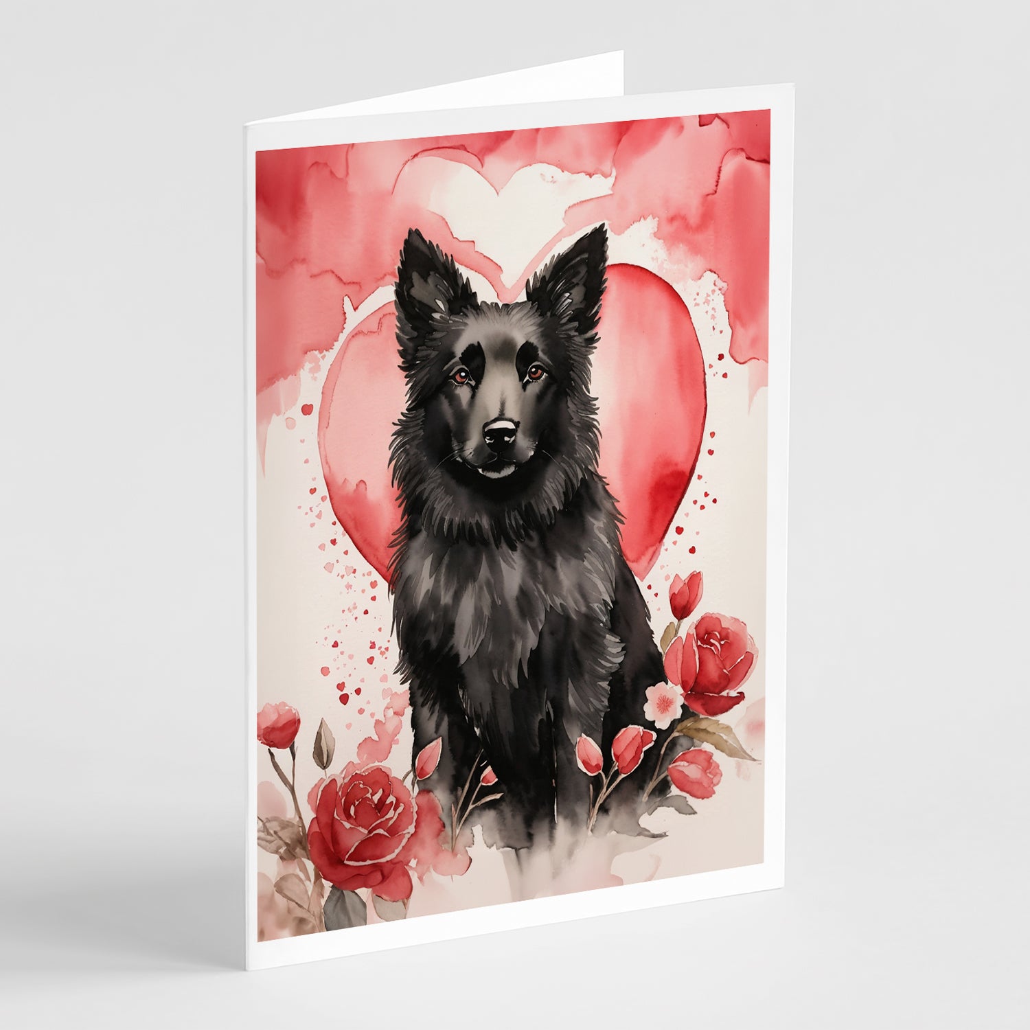Buy this Belgian Sheepdog Valentine Roses Greeting Cards Pack of 8