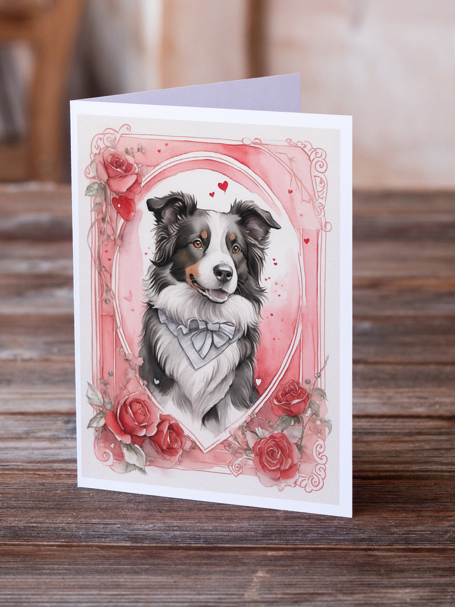 Buy this Border Collie Valentine Roses Greeting Cards Pack of 8