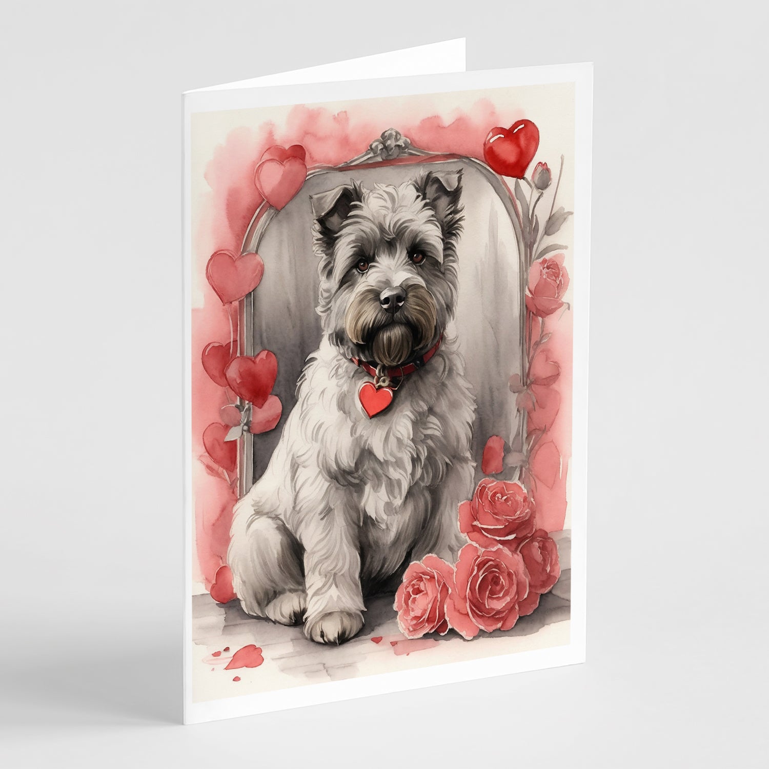 Buy this Bouvier des Flandres Valentine Roses Greeting Cards Pack of 8