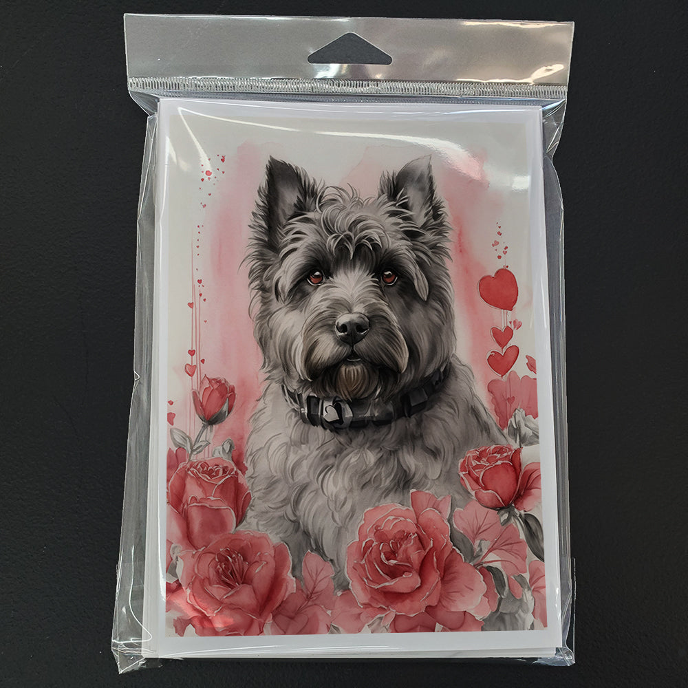 Bouvier des Flandres Valentine Roses Greeting Cards Pack of 8